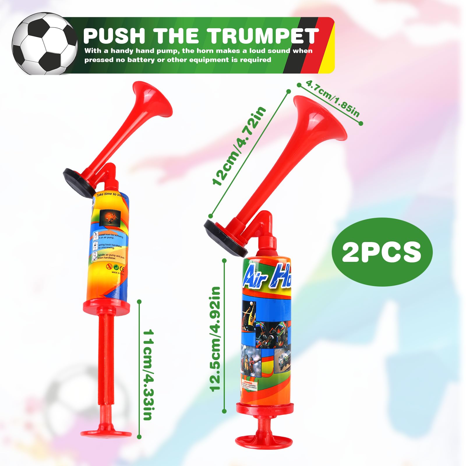HOMURY Lot de 2 cornes de brume portables - Pour les fêtes, les événements sportifs, les graduations - Rouge