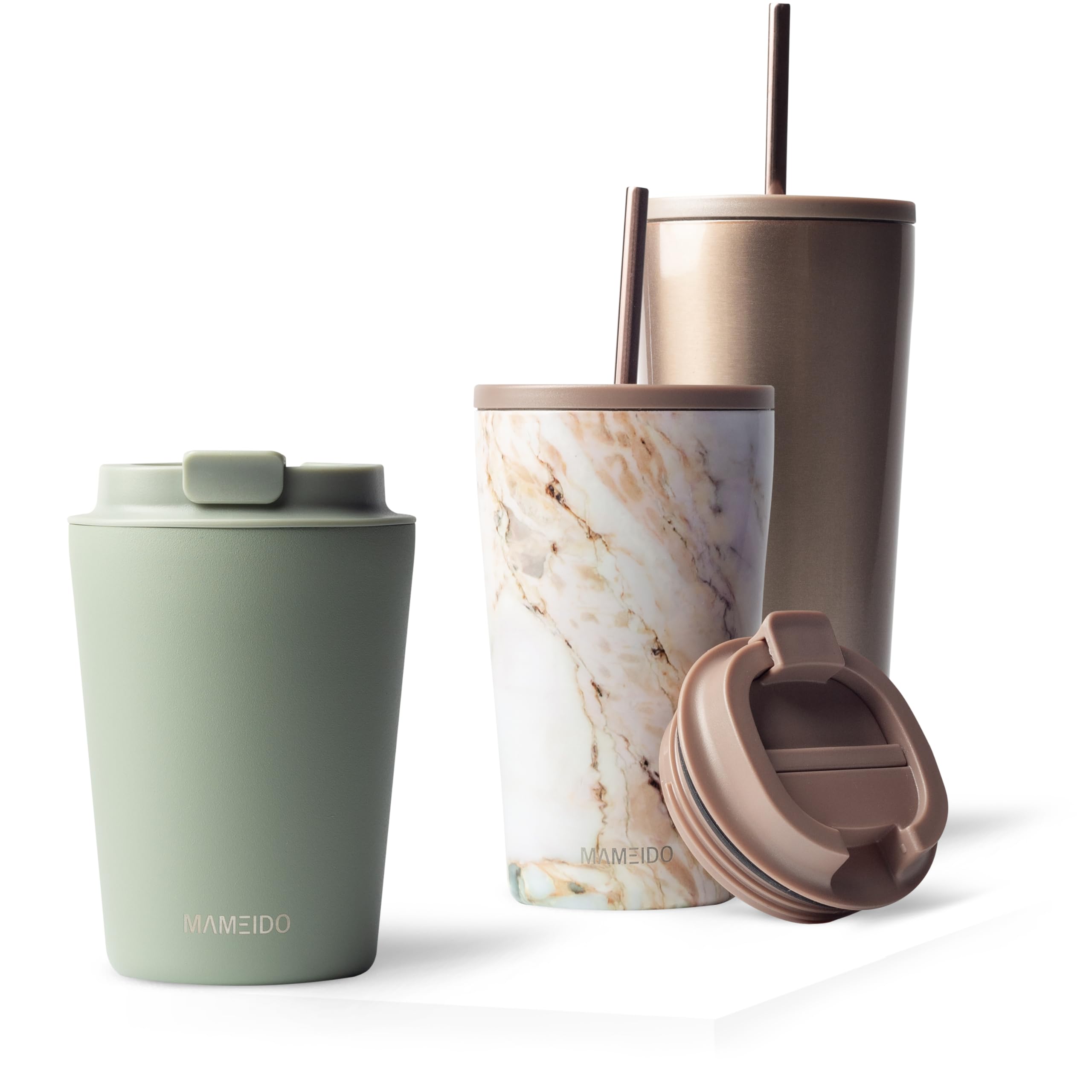 MAMEIDO Insulated Coffee Cup, Travel Mug 350 ml, Leakproof Coffee Flask BPA-Free, Tumbler for Hot & Cold Drinks (Desert Sage)