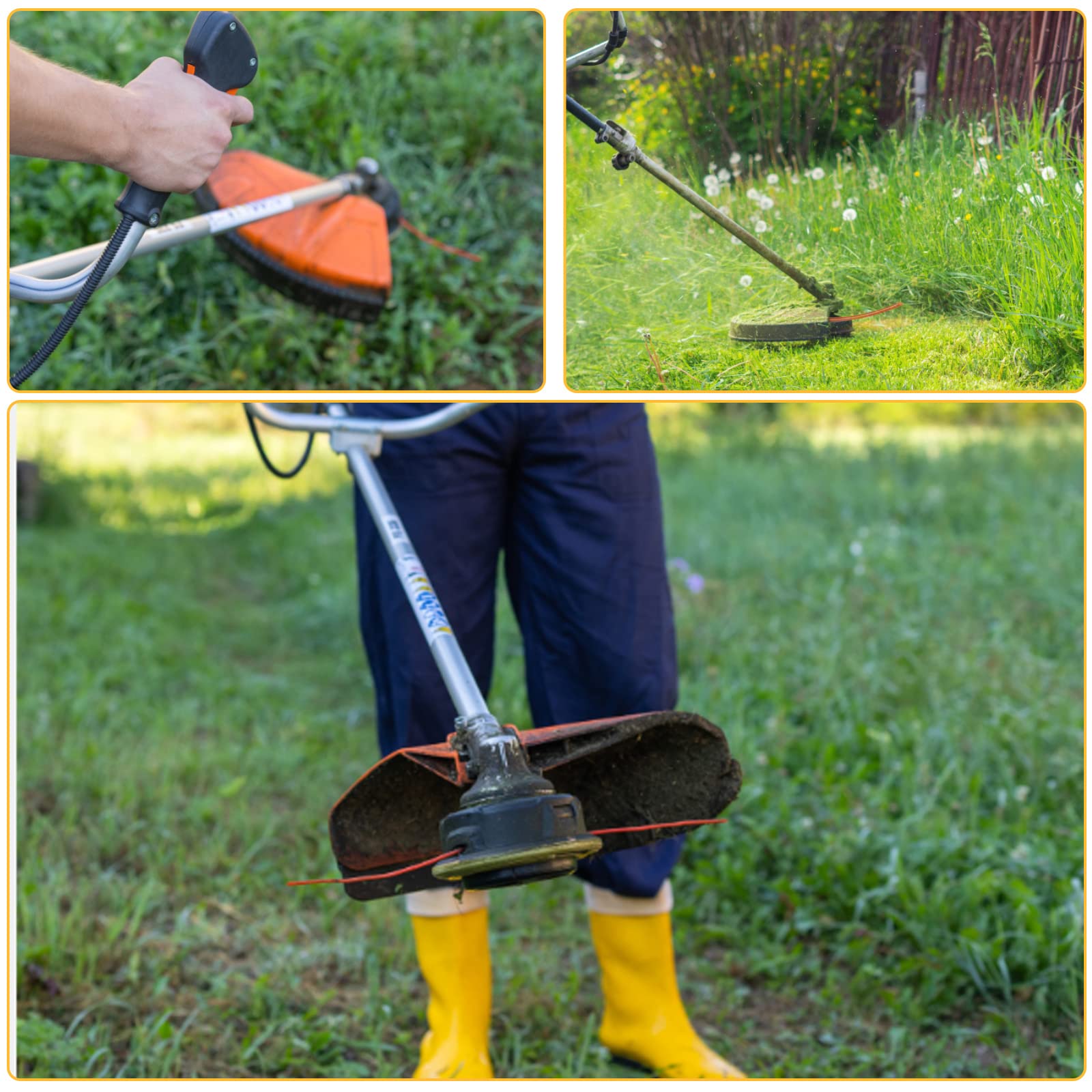 SWAWIS Filo di Ricambio per decespugliatore, 2,0 mm / 340 M, Rotondo, Filo di Ricambio per decespugliatore Weed Grass Yard o Garden, Arancione