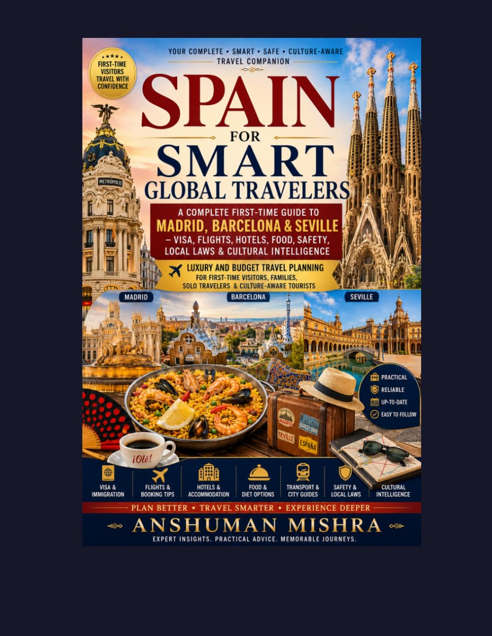 Spain for Smart Global Travelers: A Complete First-Time Guide to Madrid, Barcelona & Seville – Visa Flights, Hotels, Food, Safety, Local Laws & Cultural Intelligence