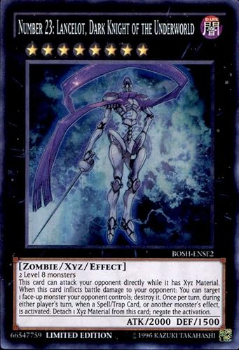 Carta de Yu-Gi-Oh! Número 23: Lancelot, caballero oscuro del inframundo (BOSH-ENSE2). Breakers of Shadow: edición especial. Muy rara, poco frecuente