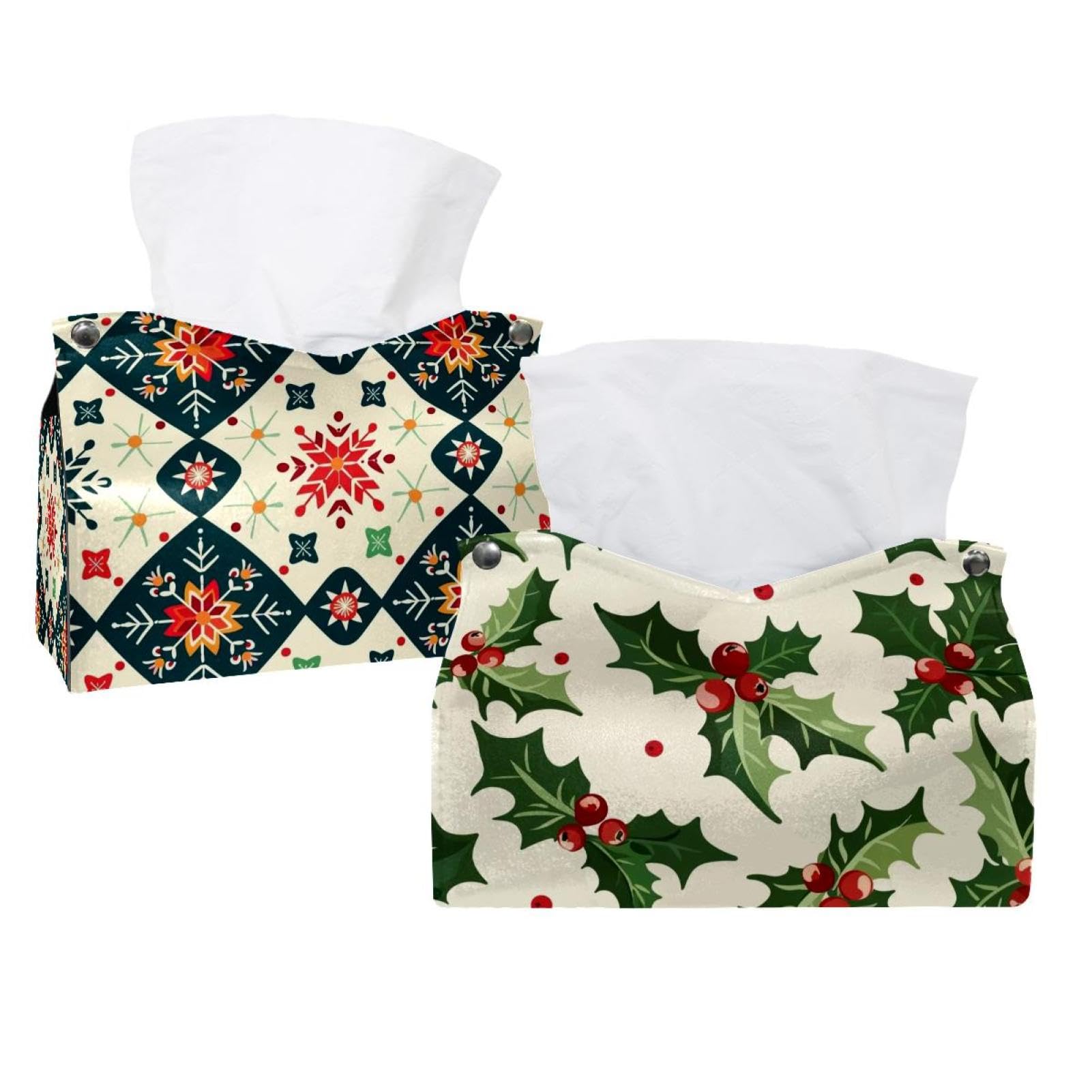 Fond de Noël houx et support mouchoirs pour cacher les boîtes jetables sur votre table