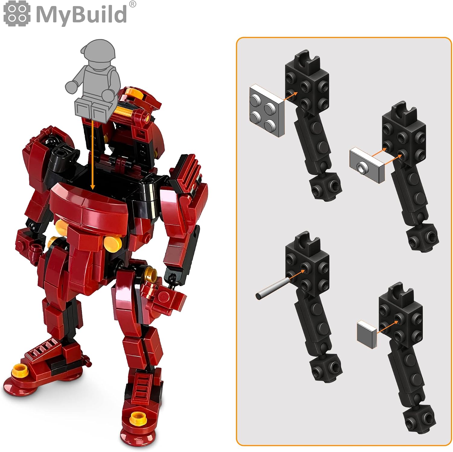 MyBuild Mecha Frame Sci-Fi Series Rita 2 - Manga Inspired Robot Mech Building Set, Engaging Creative Play with Building Bricks, Collectible Figure 5018