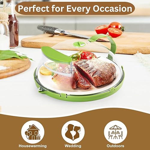 Miniatura 7 de (US) Cubierta de salpicaduras de microondas de 10 pulgadas con vaporizador de agua, mango y rejillas de ventilación; cubierta de alimentos para