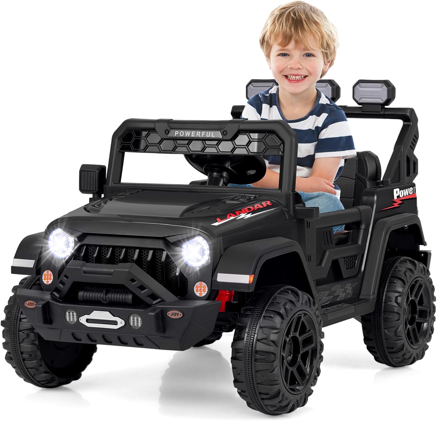Image of 12V Macchina Elettrica per Bambini, Auto per Bambini con Telecomando Porta USB Musica e Luci, Avvio lento, Velocità Regolabile 1-5 km/h, per Bambini 3 Anni+ (Nero)