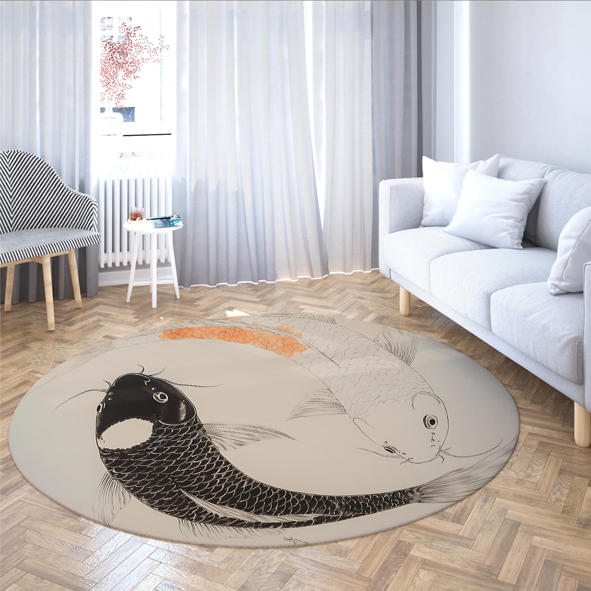Tapis rond 120cm fée mythologique violet vintage lavable en machine pour chambre