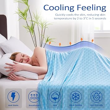 Topcee Cooling Blanket, Summer Cooling Blankets for Hot Sleepers, Arc-Chill Q-Max>0.5 Cool Fiber, Oeko-TEX 100% Certified, Soft, Breathable, Double-Side Bed Throw,Keep Cool for Adults Kids 50x70