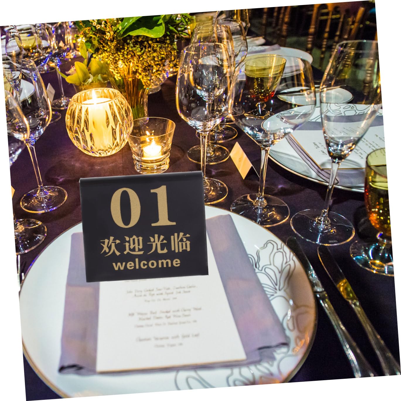 25 Stück Teiliges Acryl Tischnummern Doppelseitig Bedruckt Stabile Tischnummern für Hochzeit Bankett Party Eleganter Schwarzer Hintergrund mit Goldenen Zahlen