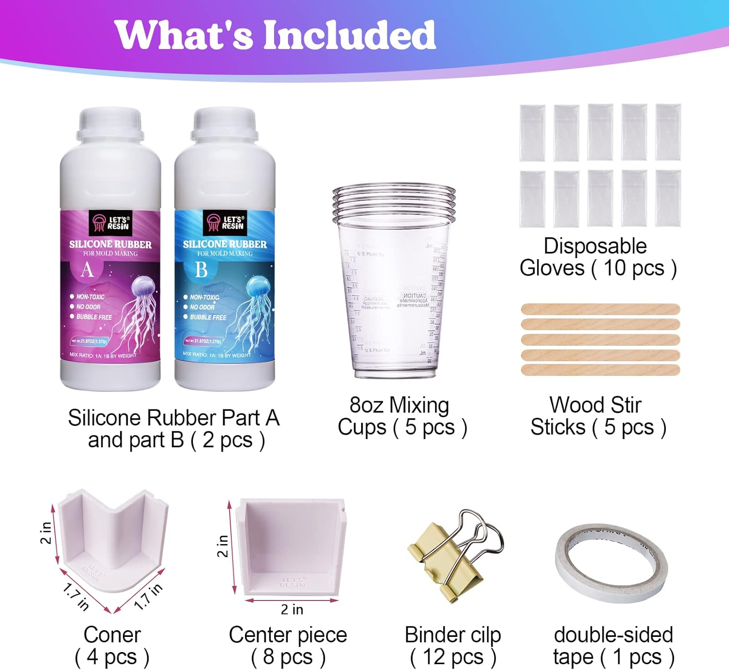 LET'S RESIN Silicone Mold Making Kit, 43oz Platinum Liquid Silicone Rubber with Mold Housing, Mixing Cups, Fast Cure Food Grade Silicone Mix Mold Making Kit for Casting Resin Molds & Silicone Molds