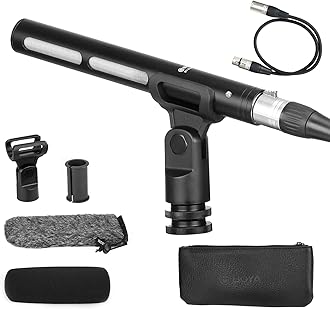 XLR Microphone, Professional Cardioid Mini Shotgun Condenser Mic with 12-48 Phantom Power for Video Camera Recording Film Interview ENG/EFP