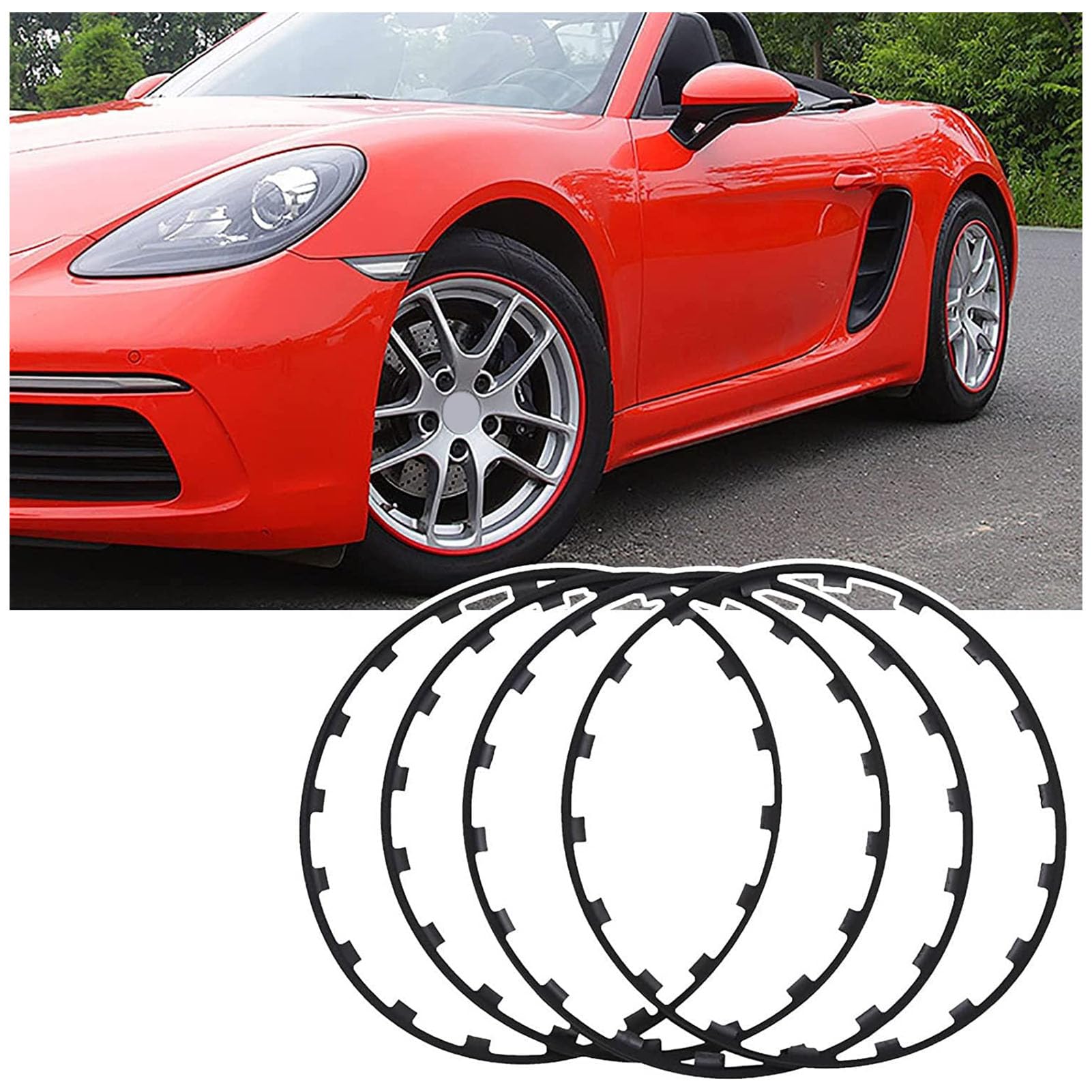 4PCS Protezioni Cerchi, 16-20 Pollici Nylon Protezioni per Cerchioni in Lega Anelli Di Protezione per Bordi Dei Auto Cerchioni, Protezione per Cerchi in Lega Antigraffio(Size:17 inch,Color:Nero)