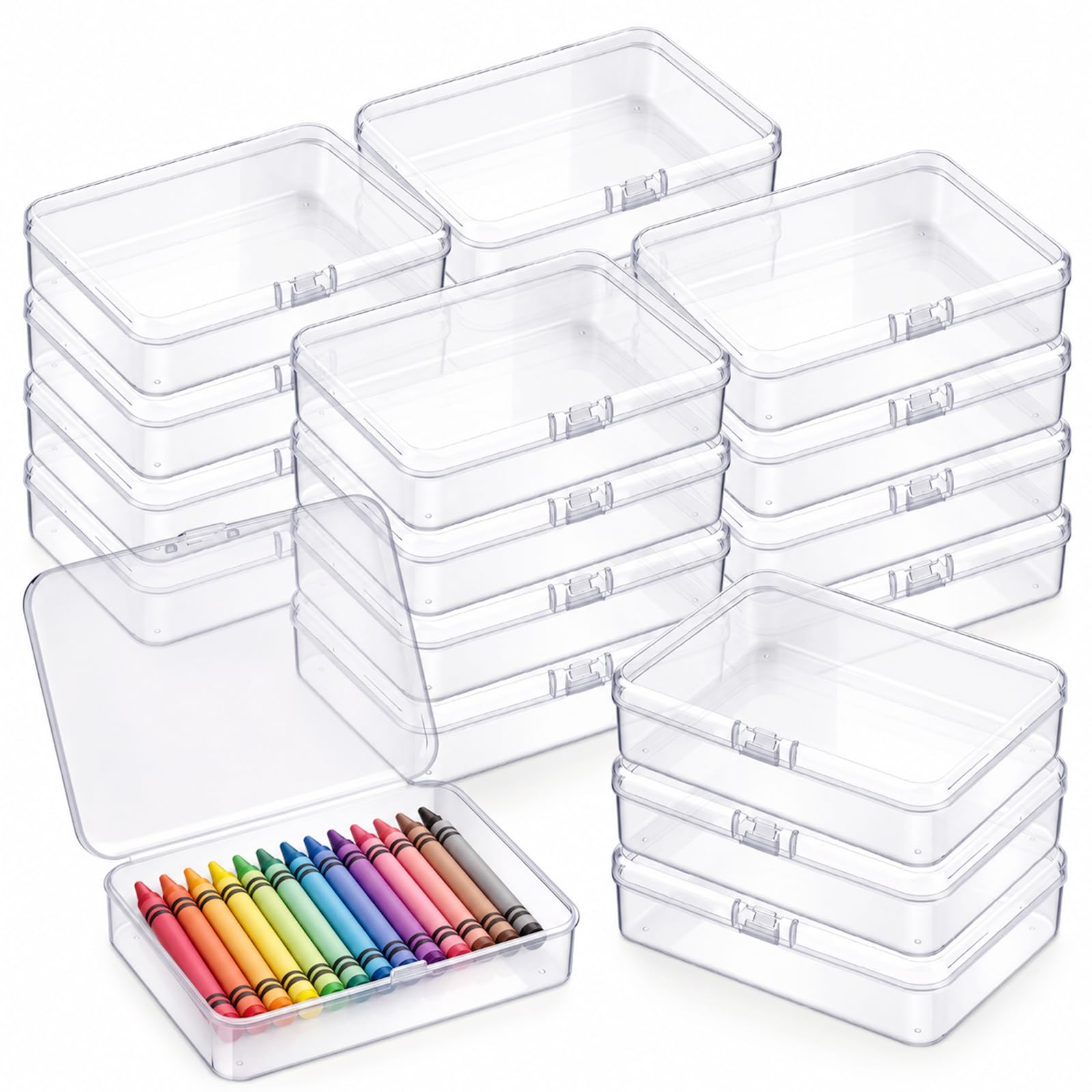 24 scatole in plastica trasparente per pastelli, 11,4 x 8,6 cm, con
