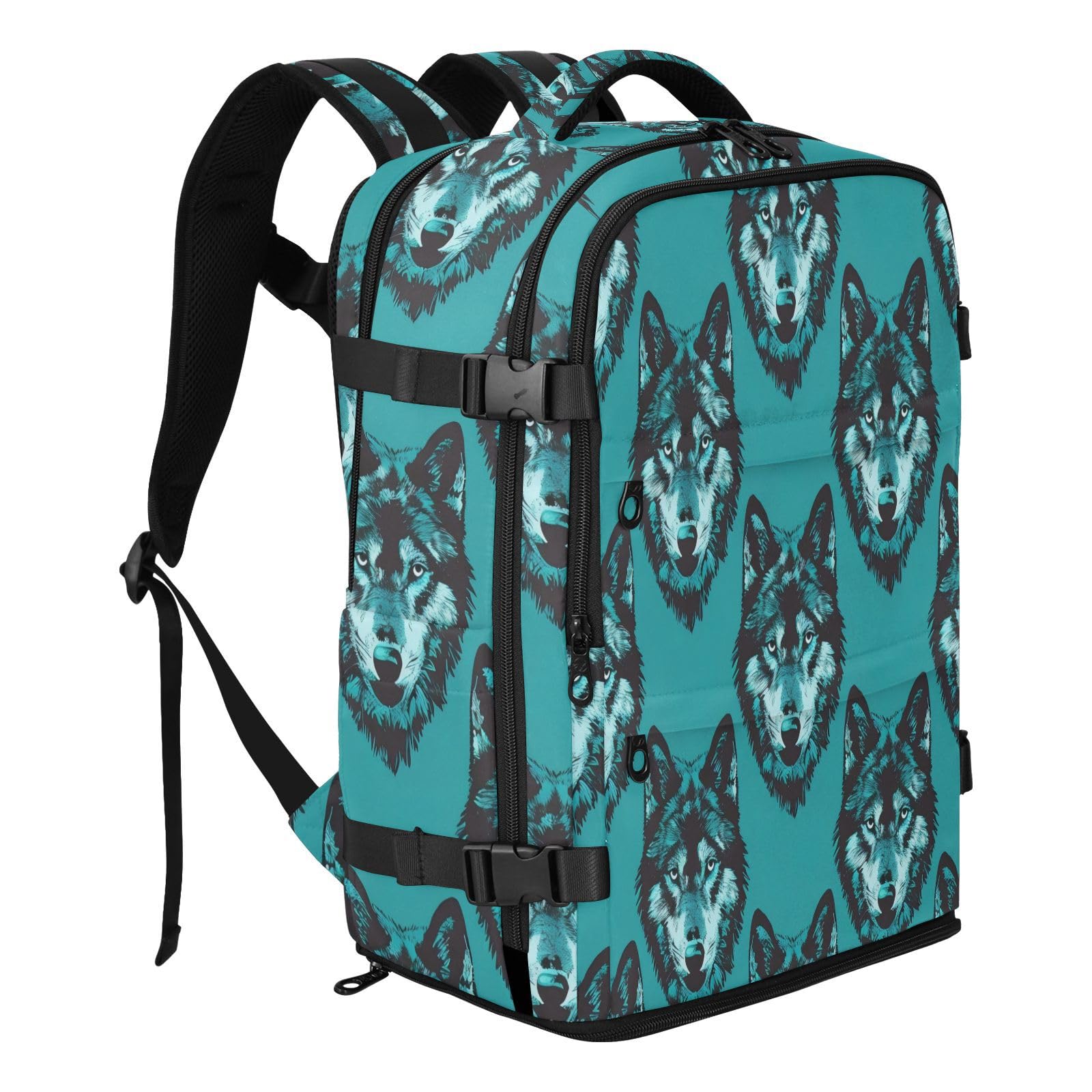 Plecak Torba na laptopa 15-calowa torba na laptopa do szkoły 20 l | Stylowa torba podróżna stary styl zwierzę wilk turkus podróż niezbędnik do samolotów mochilas para hombre 20L