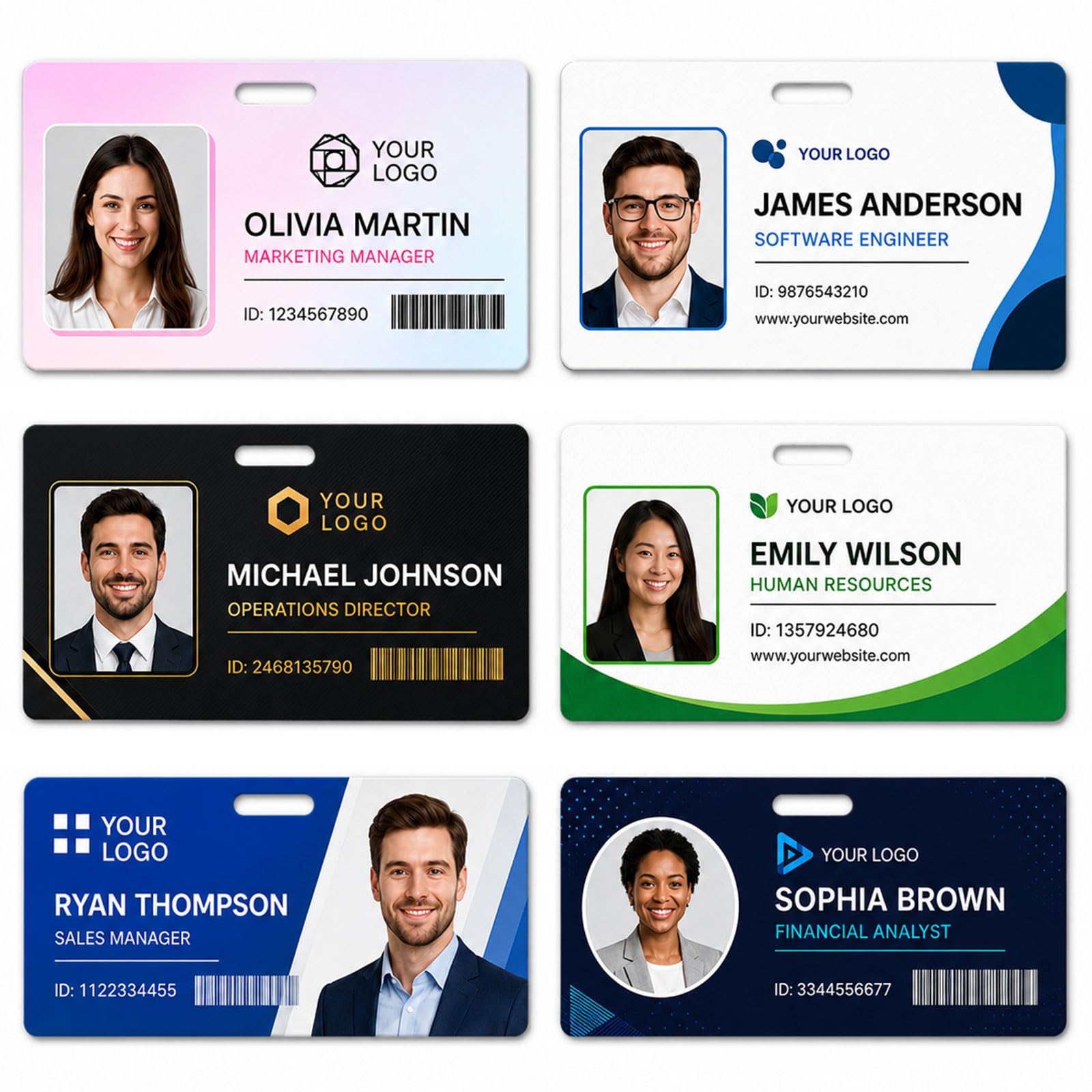 Custom Horizontal ID Badge with Lanyard Personalized Photo Name Tag Customized PVC Employee ID Card Can Bulk Order Double Sided Waterproof Name Badge for Work School Event Volunteer