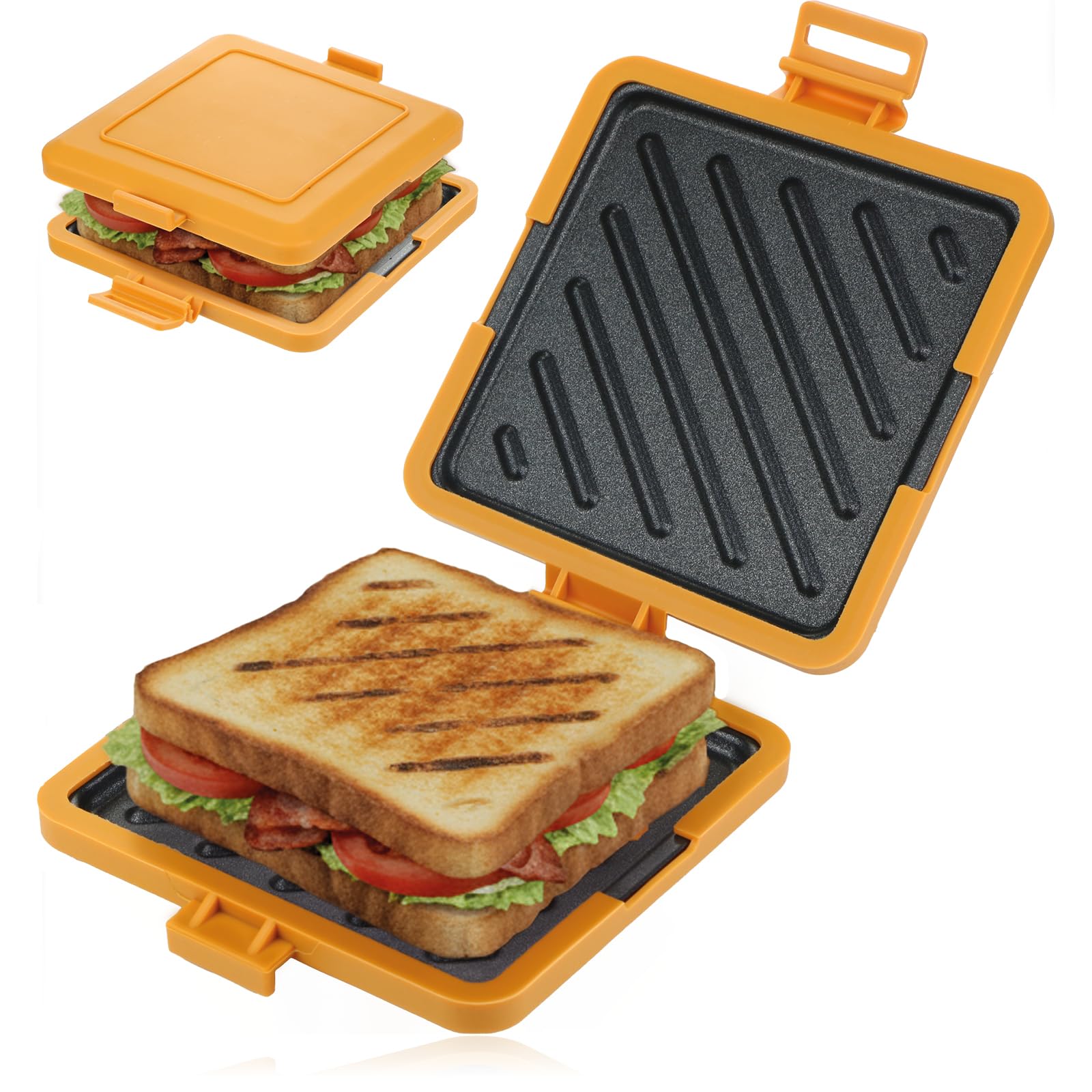 SPARES2GO Microwave Toastie Maker Sandwich Grill Microwaveable Grilled Non-stick Dishwasher Safe