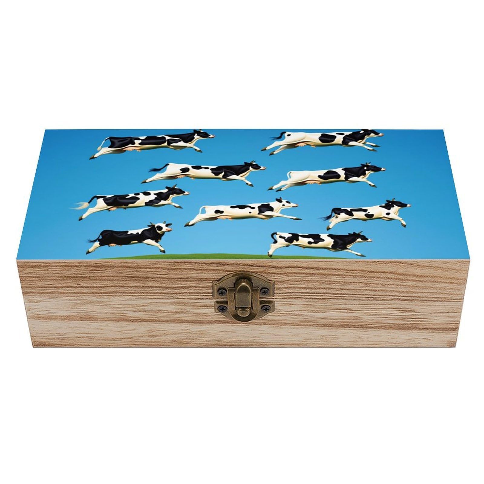 asbwuo Flying Cow Vintage Wooden Keepsake Box
