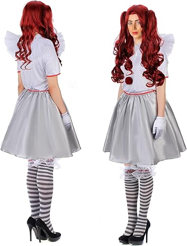 Miniatura 2 de Disfraz de payaso de Carnevil de Halloween para mujer, peluca de payaso, disfraz de payaso para Halloween, fiesta de cosplay aterradora