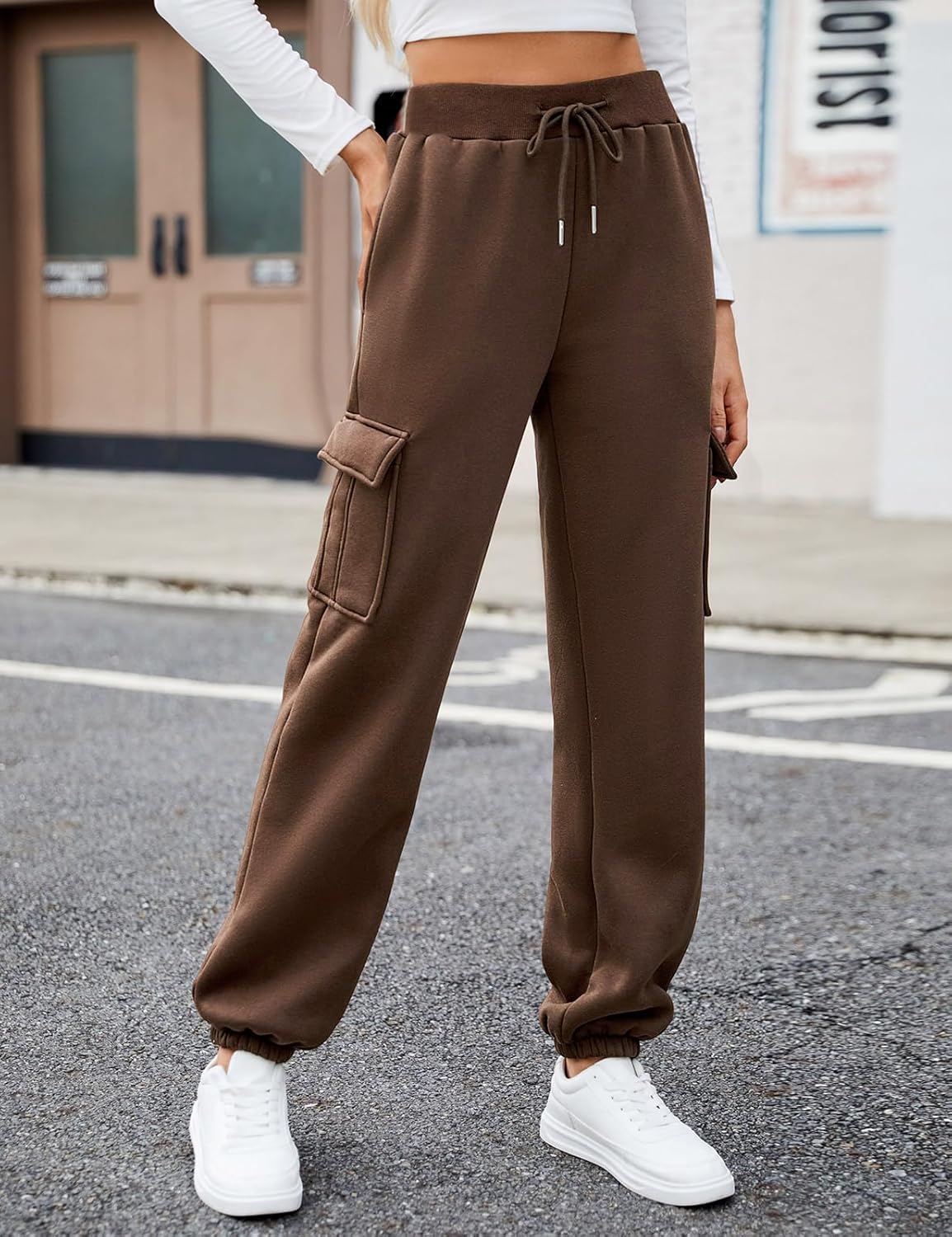 Lonya Joggers for Women Fleece Lined - Thermal Sherpa Sweatpants with Pockets Winter Warm Joggers Pant Tracksuit Jogging Bottoms High Waist Cargo Trousers Drawstring Workout Sport 3 71 1aw699CL. AC SL1500