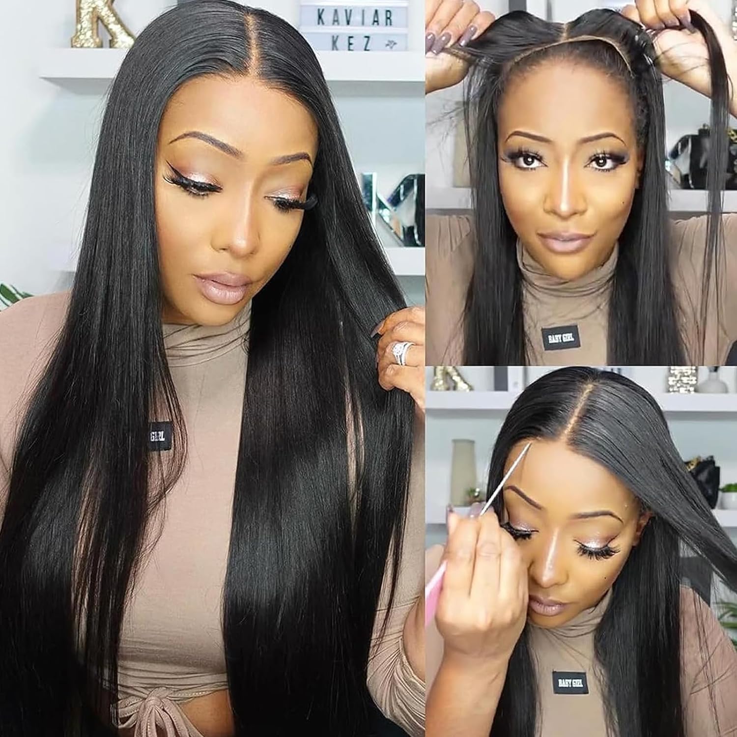 pelucas mujer pelo natural humano, Cabello virgen brasileño con una densidad del 150%, 20 inch glueless wig human hair Ahorra tiempo, ideal para principiantes.