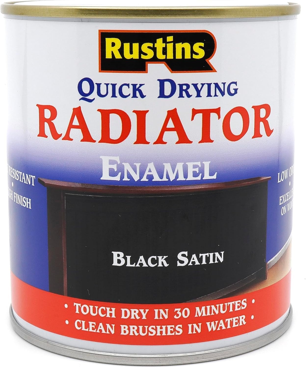 Rustins Quick Drying Radiator Enamel Satin Black 500Ml from B&Q