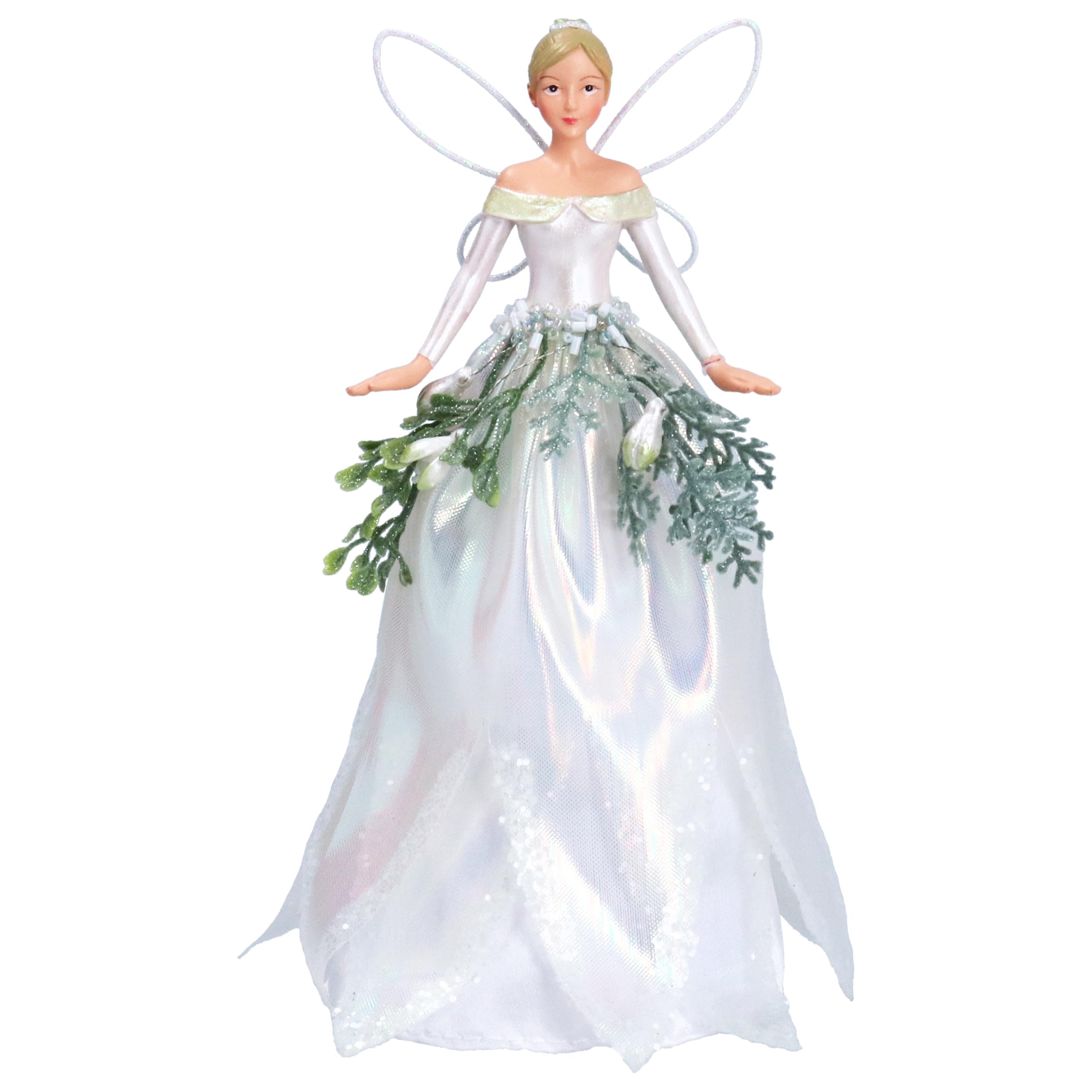 Gisela Graham Resin & Fabric 19cm Snowdrop Organza Fairy Tree Topper