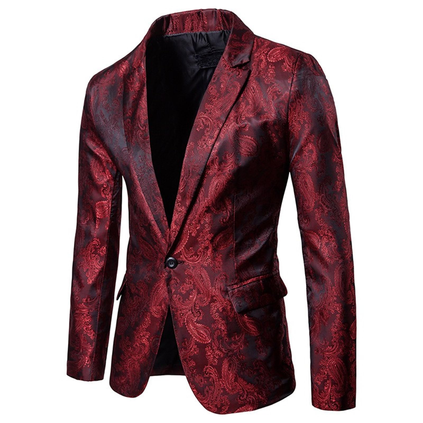 Abito da Smoking da Uomo con Stampa Paisley, vestibilità Slim, Blazer, Giacca, Pantaloni Eleganti, Ideale per Matrimoni e Cerimonie.
