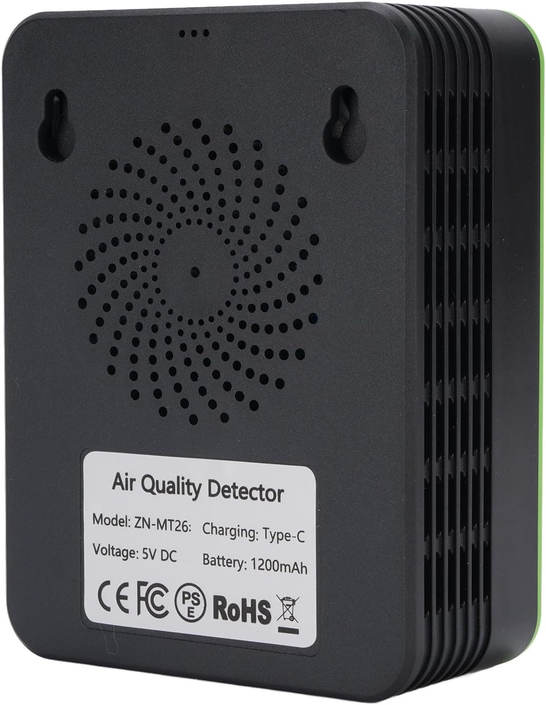 Air Quality Detector, Portable LCD Display CO2 PM2.5 TVOC Tester for Home Office Car with Builtin Battery (Black and Green)