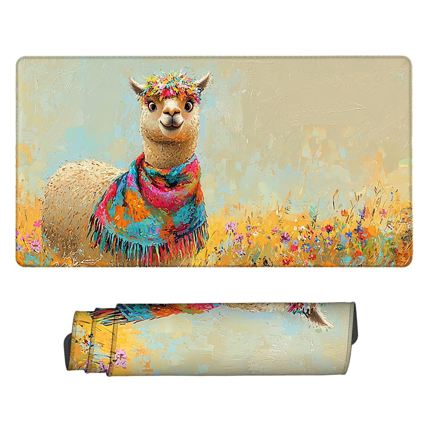 Podkładka pod mysz do gier, 1200 x 600 mm, XXL, duża podkładka pod mysz do gier, antypoślizgowa, wodoodporna, rozszerzona XXL długa klawiatura, akcesoria biurowe, do gier, komputera, komputera (alpaka