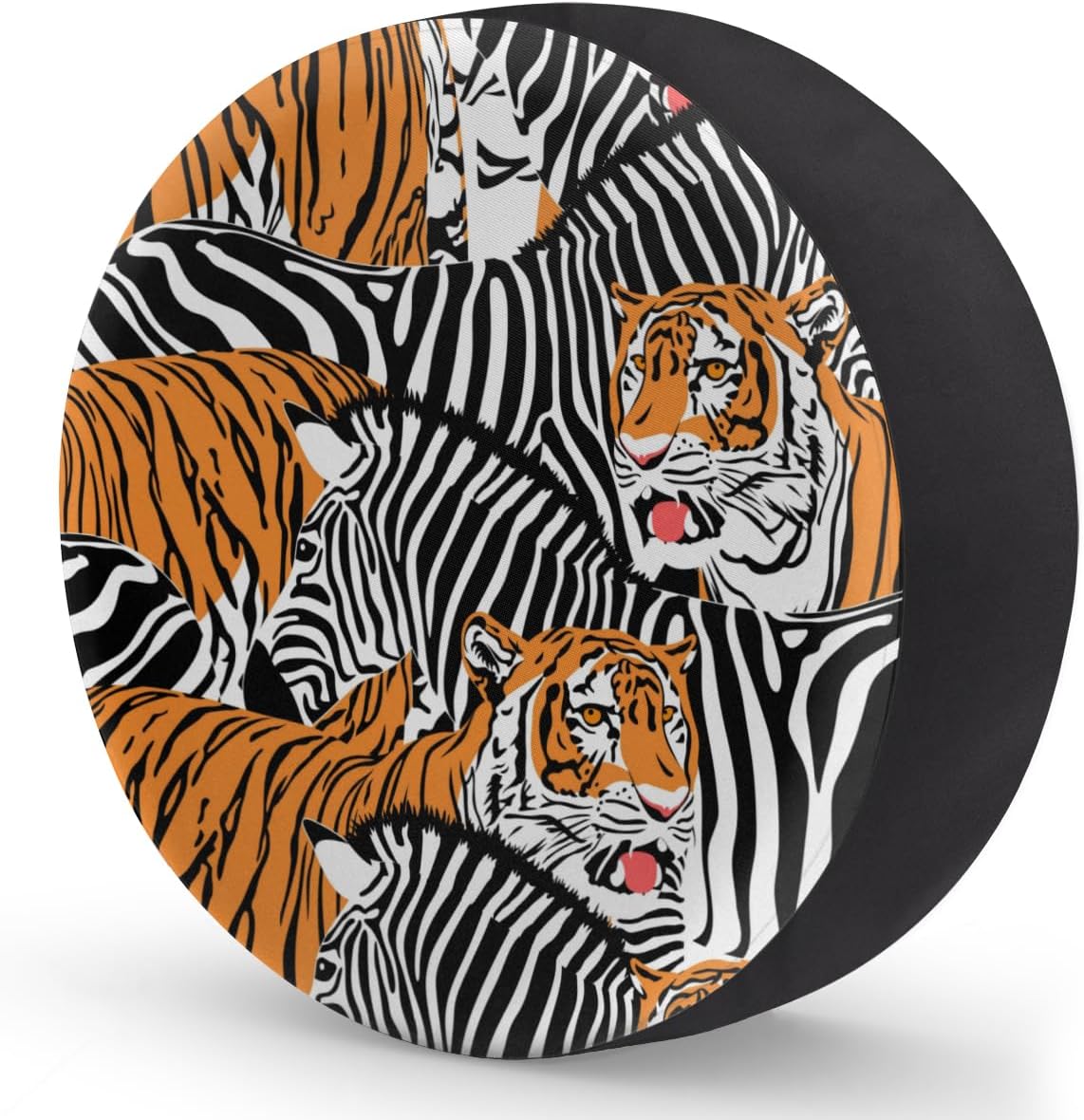 Tiger and Zebras Tire Covers Portable Spare Tire Cover Soft Durable Waterproof Dustproof Set of 4 Bags 14 Inches for Car Truck SUV Trailer Camper
