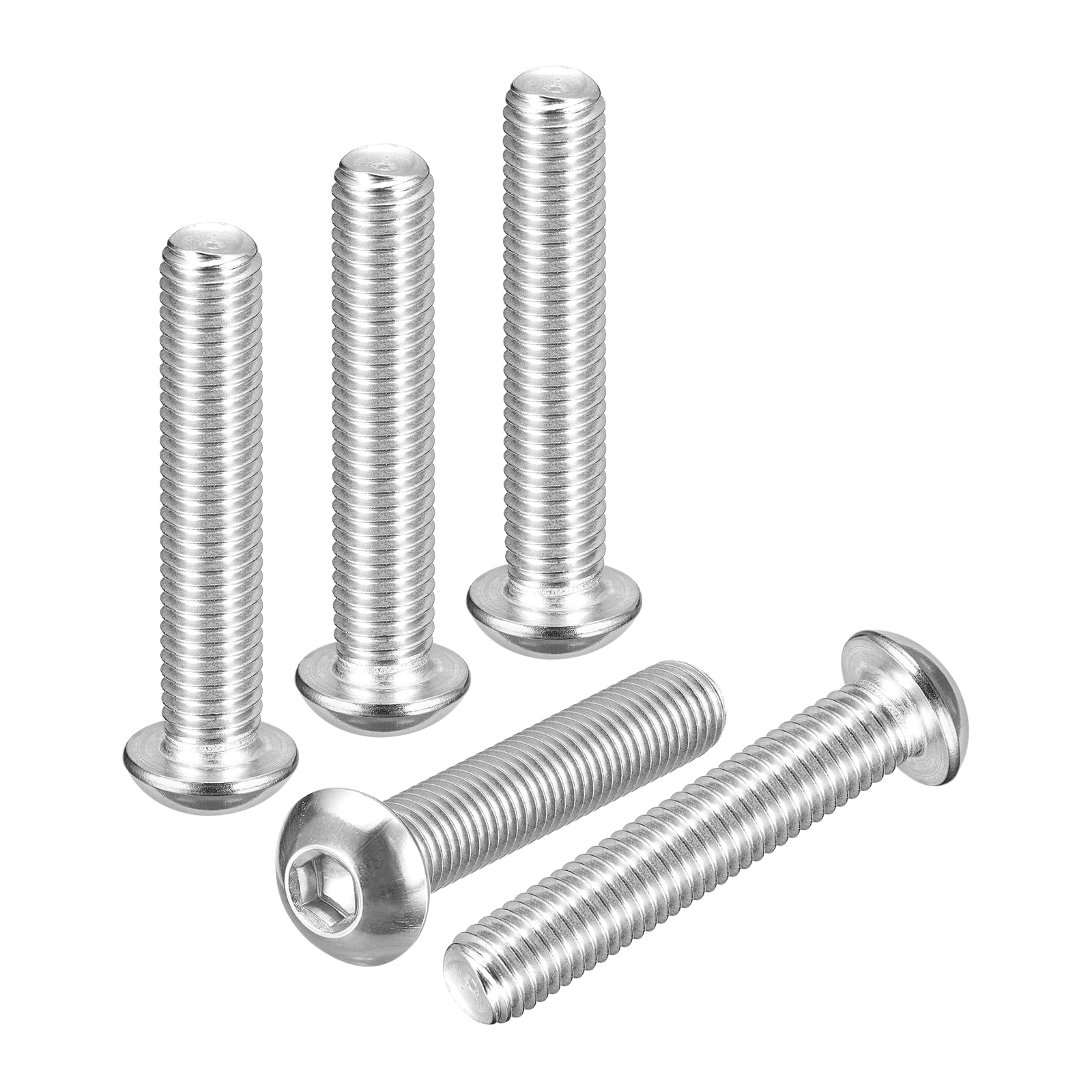 DTGN M10-1.5x55mm Button Head Socket Cap Screws - 10Pack - Good for Road Bicycle, Mountain Bike, Auto, Motorcycle - 304 Stainless Steel Whitewashed - Hex Socket Drive Fasteners โ image 1