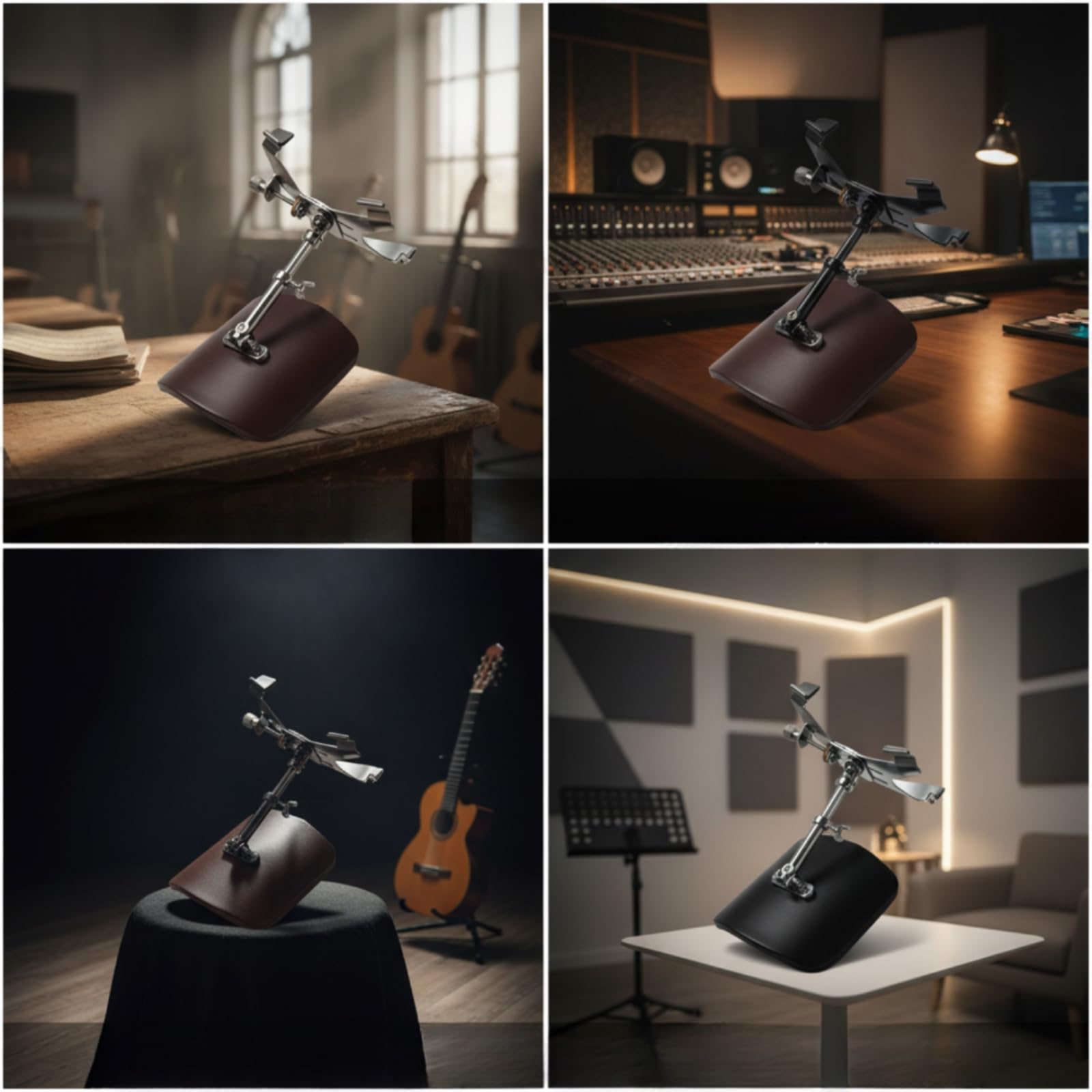 Reggi Chitarra Portatile Reggichitarra Leggero Supporto per Studio, Concerti, Array, Caffè Con Morsetto Argento, Supporto Per Chitarra Classica Con Morsetto Argento