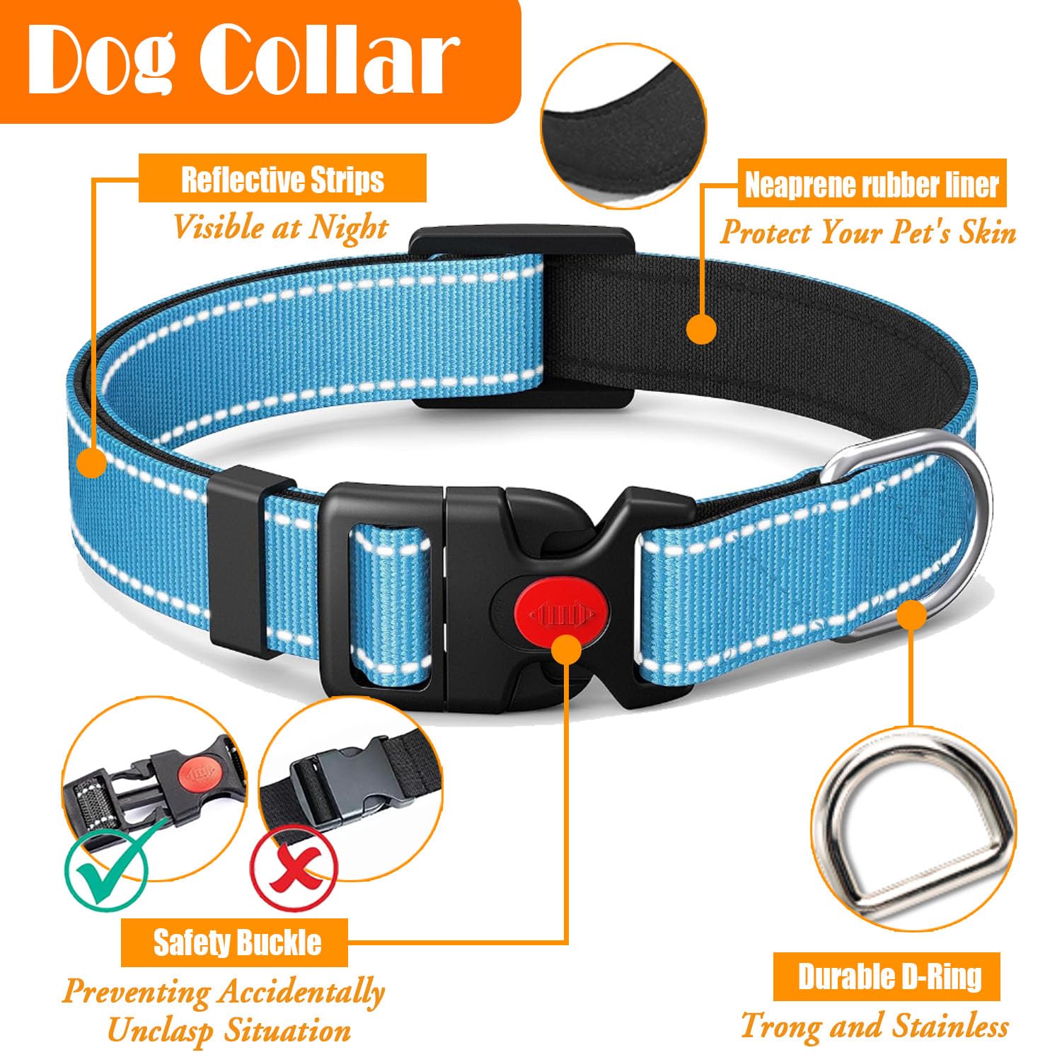 No Pull Dog Harness, Collar & Leash Set | Includes Dog Seat Belt, Collapsible Bowls & Poop Bag Dispenser. Ideal for Training, Walking, Hiking. Fits Small to Large Dogs(Blue-S) - image 6