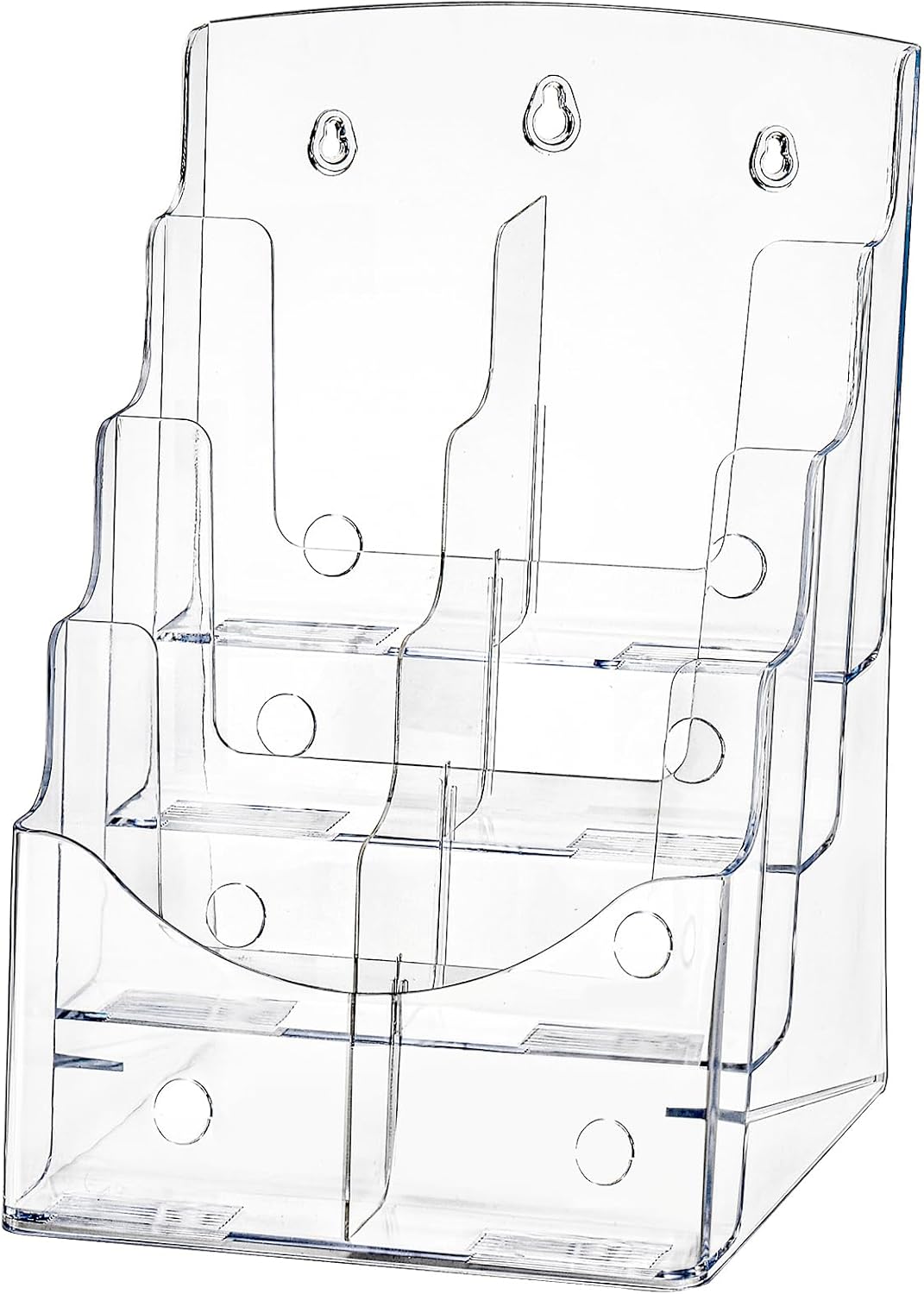 Suwimut Acrylic Brochure Holder 8.5x11 Inch, 4 Tier Clear Literature Organizer Magazine Stand with Removable Divider for 4x9 Inch Brochures, Pamphlet Flyer Display Stand for Wall Mount, Countertop