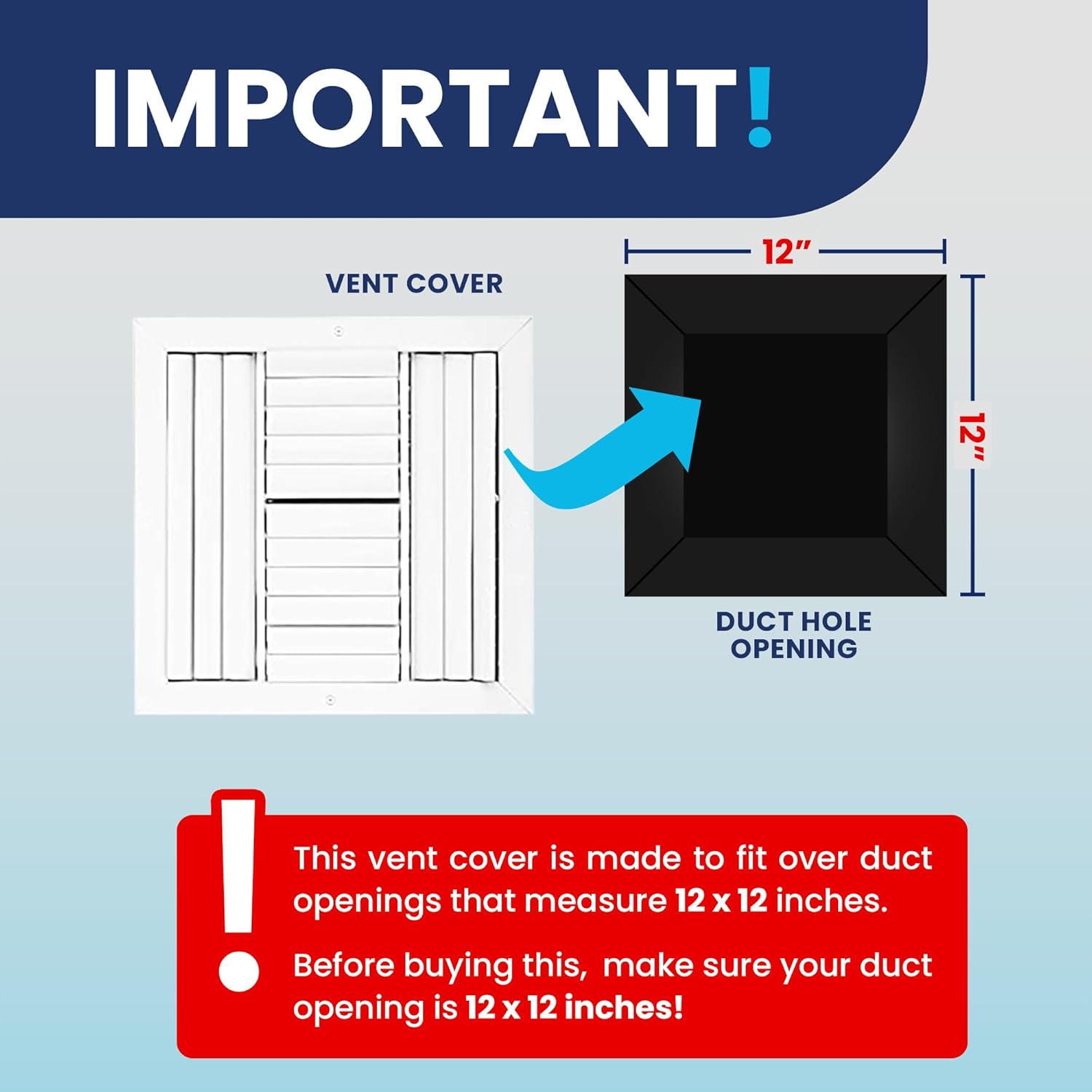 12x12 Inch (Duct Opening) Aluminum 4-Way Air Flow Vent – HVAC Vent Cover for Wall or Ceiling – Quiet HVAC Wall Register - Multi-Shutter Damper – Adjustable Curved Blade - Plastic Seal for Tight Fit