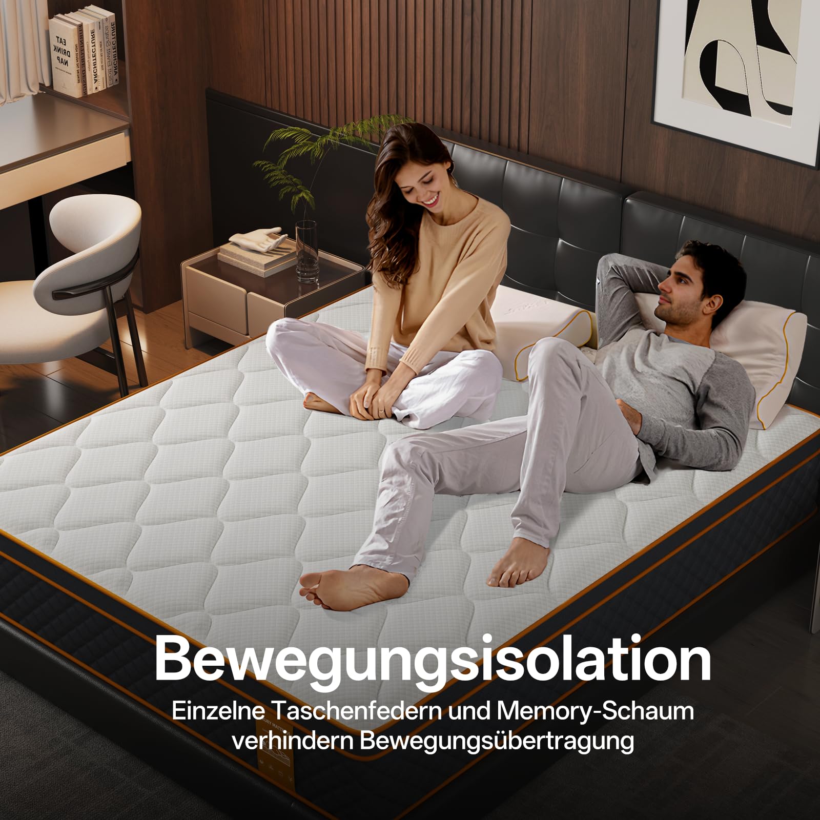 Matratze 140x200 cm Höhe 25cm, 7-Zonen Federkernmatratze, Härtegrad H3, Orthopädische & Ergonomische Federkernmatratze mit Memory-Schaum Schicht, Rückenentlastende