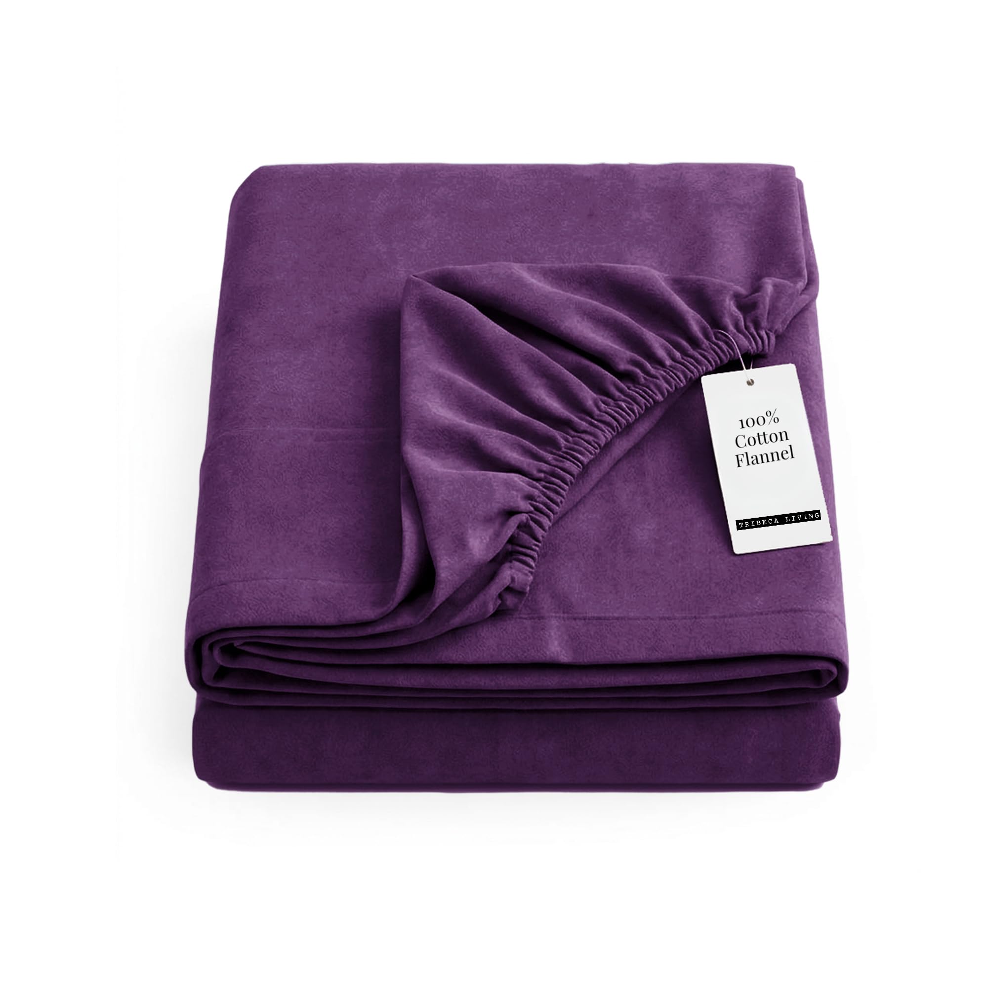 Tribeca Living Cal King Flannel Fitted Sheet, Purple