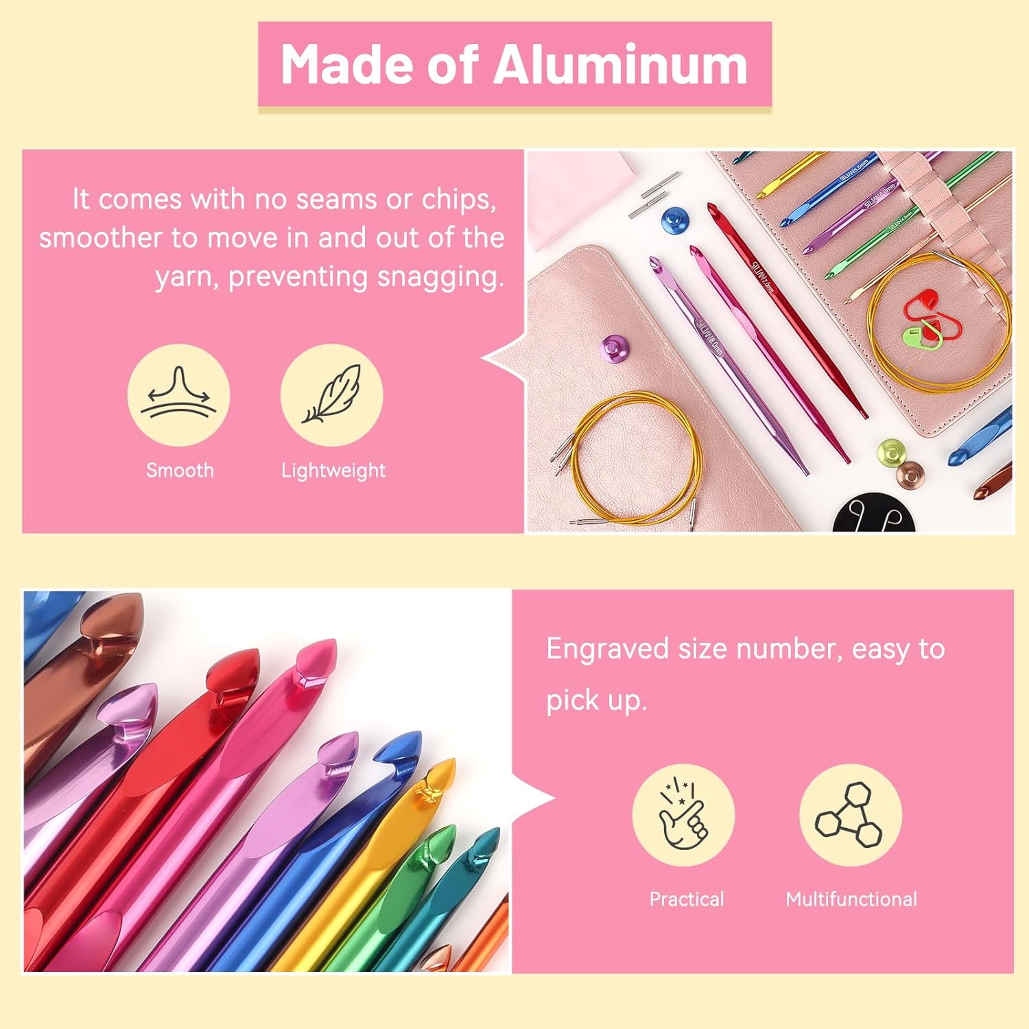 Aeelike Interchangeable Tunisian Crochet Hooks Set, 12 Sizes Colorful Tunisian Crochet Hooks Set with 4 Cables 3.0mm - 10.0mm Smooth Ergonomic Hook for Making Blanket Scarves, Ideal Gift