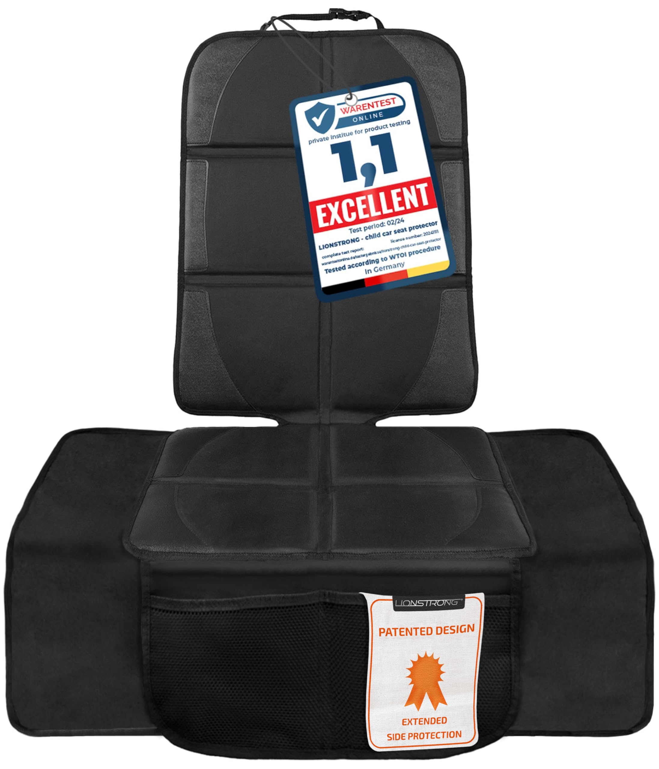 LIONSTRONG - coprisedile auto per seggiolino bimbo - Protezione EXTRA - protettore di sedili auto - compatibile ISOFIX - Nero