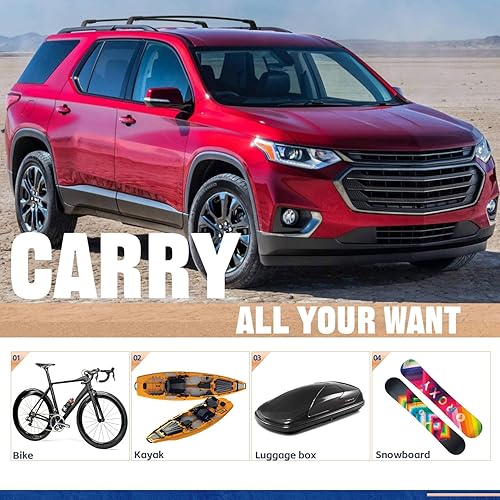 Miniatura 3 de Barras transversales de techo de 220 libras para Chevrolet Traverse 2018 2019 2020 2021, barras transversales negras