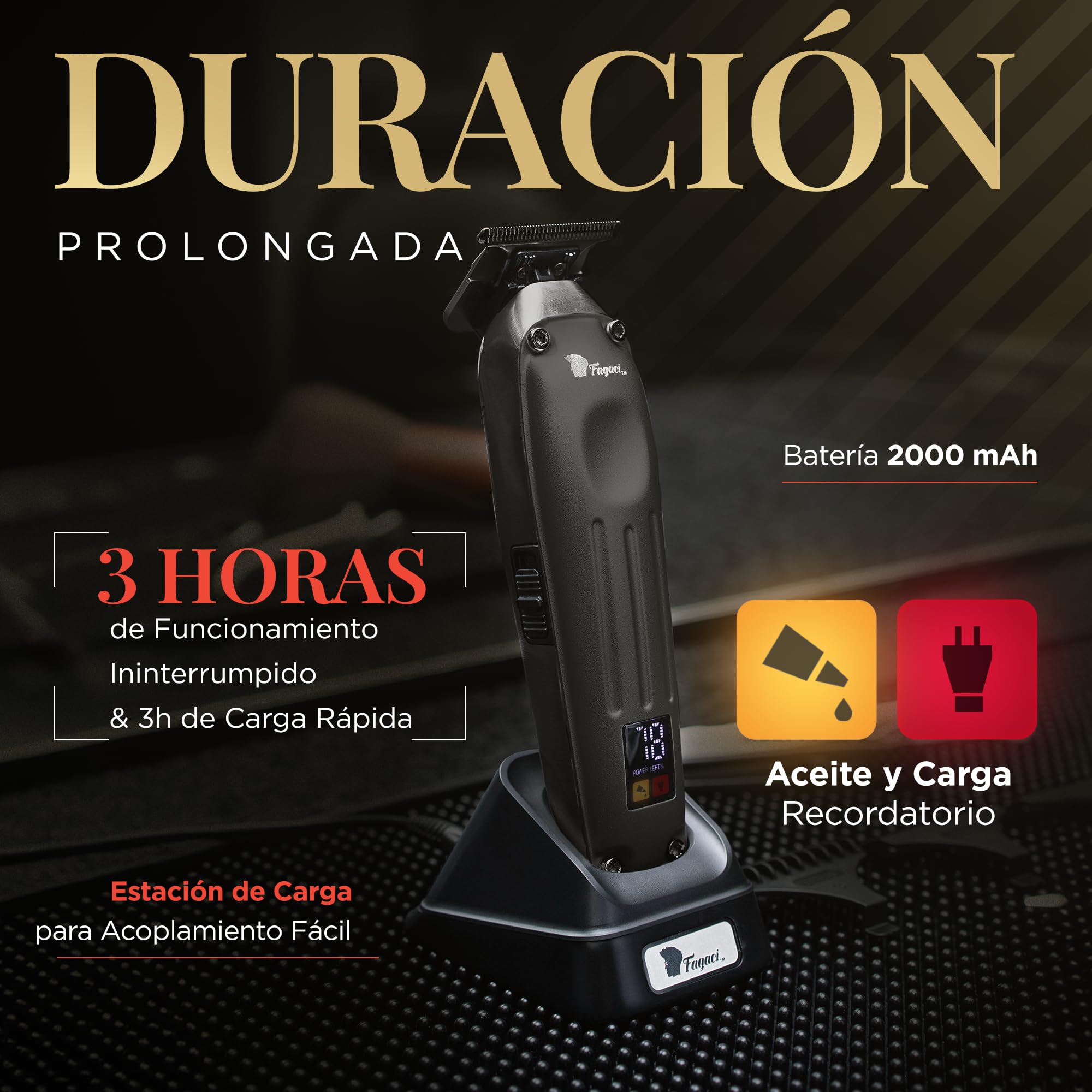 Fagaci Trimmer Profesional Zero Gap, Maquina de Cortar Pelo Hombre 0mm con 5 Veces más Duración del Filo, Cortapelos hombre con Motor sin Escobillas, Cortadora de Pelo Hombre con Cuchilla en T