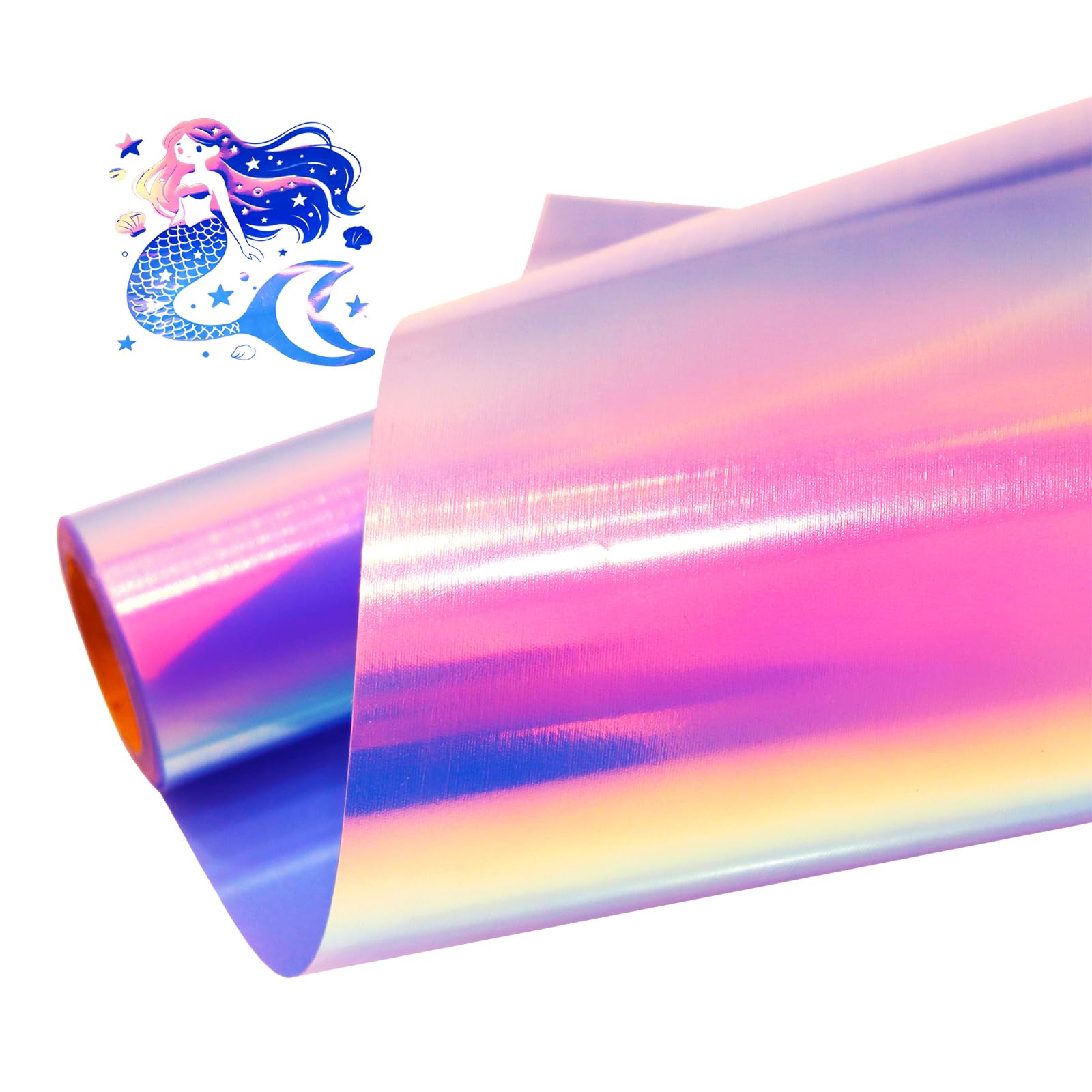 Holographic Vinyl Rolls Holographic HTV Vinyl Rainbow Heat Transfer Vinyl 10 Inch x 6 Feet Iron on Vinyl for T-Shirts DIY Design, Silhouette Cameo &amp; Heat Press Machine