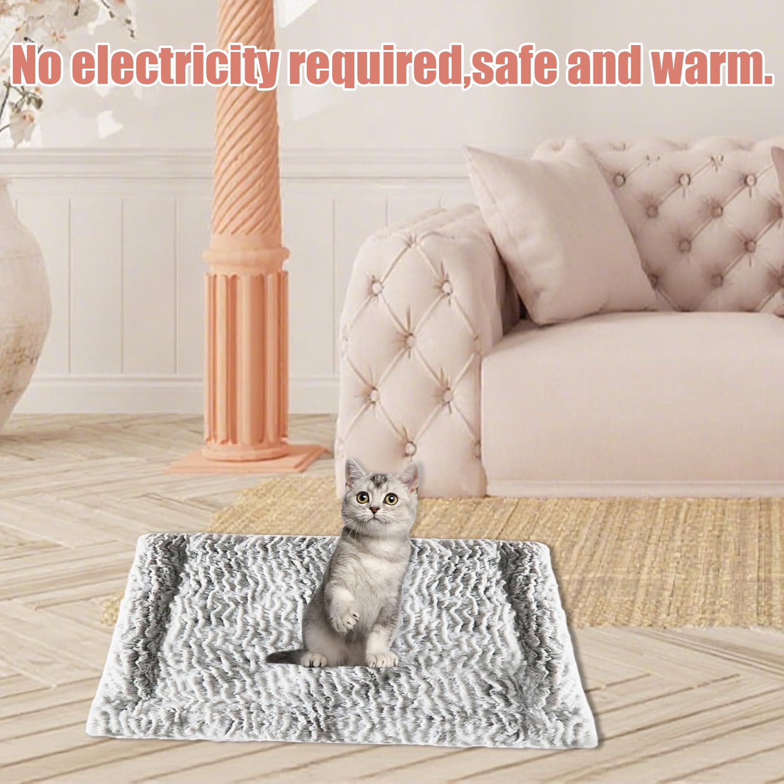 KIKAWORD Self Heating Cat Bed 50 x 60 CM,Self Warming Cat Heated Pad,Thermal Pet Mat Blanket Soft,Noiseless,Electric-Free for Kitten Puppy Indoor & Outdoor Pets - Image 3