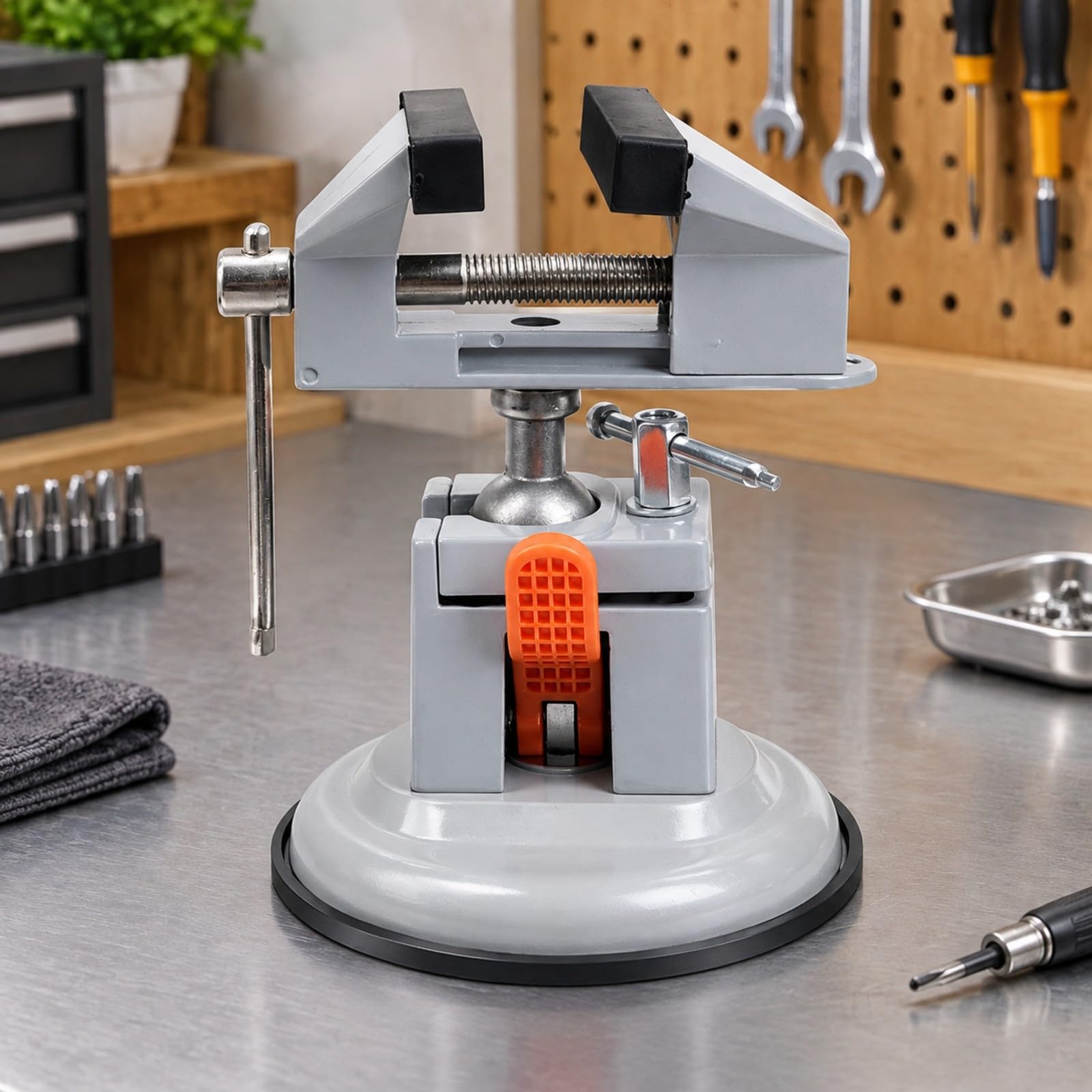 predolo Morsa Acero con Base Ventosa Versátil Morsa Portátil cción Ajustable Abrazara jeción Mesa para Caseros, Taller Casero