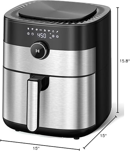 Miniatura 8 de Freidora de aire de 6 cuartos de galón freidora de aire grande con 8 funciones de cocción pantalla táctil digital LCD con control de temperatura