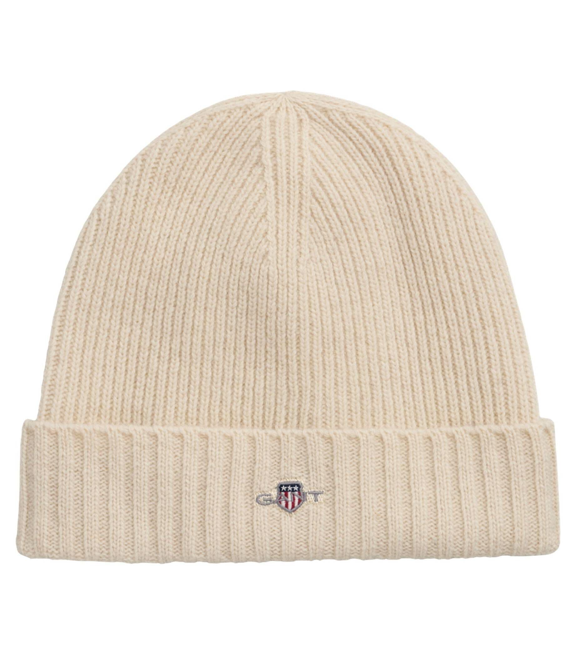 Men's GANT Unisex Shield Wool Beanie - Cream - Size: ONE size