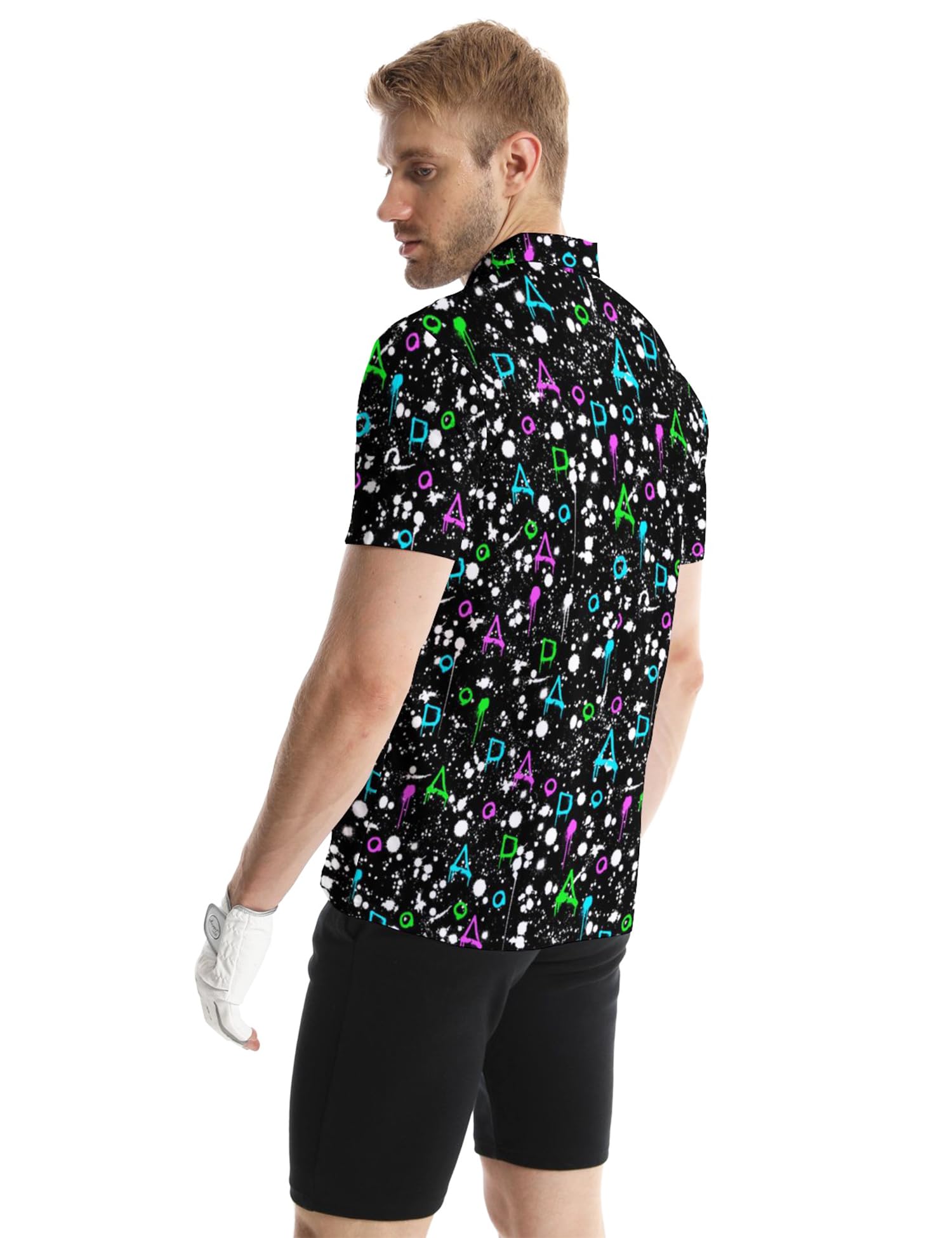 Polo de golf para hombre, estampado divertido, manga corta, rendimiento de secado rápido