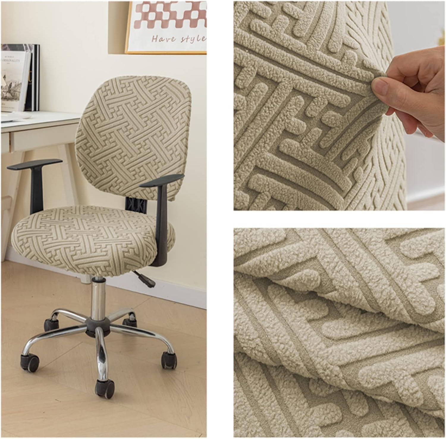 Chair covers with arms Chair Covers Computer Office Chair Cover,Split Stretch Spandex Seat Slipcover,Corn Silk Fabric Removable Washable Rotating Swivel Chair Protective Covers(No Chair) ( Color : Cof