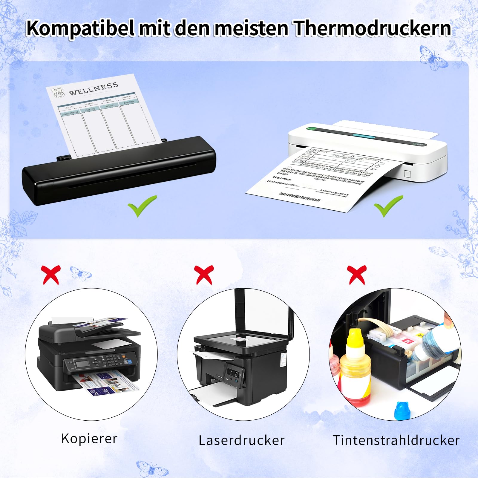 Carta termica A4, 100 fogli di carta termica per stampanti, ad asciugatura rapida, compatibile con stampanti termiche A4 per file documenti, foto