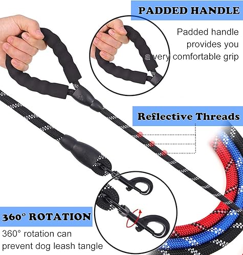 Miniatura 4 de KISOLD Correa para perro grande, correa azul resistente para perro, correa fuerte para perro, correa de perro de cuerda de nailon duradera con mango