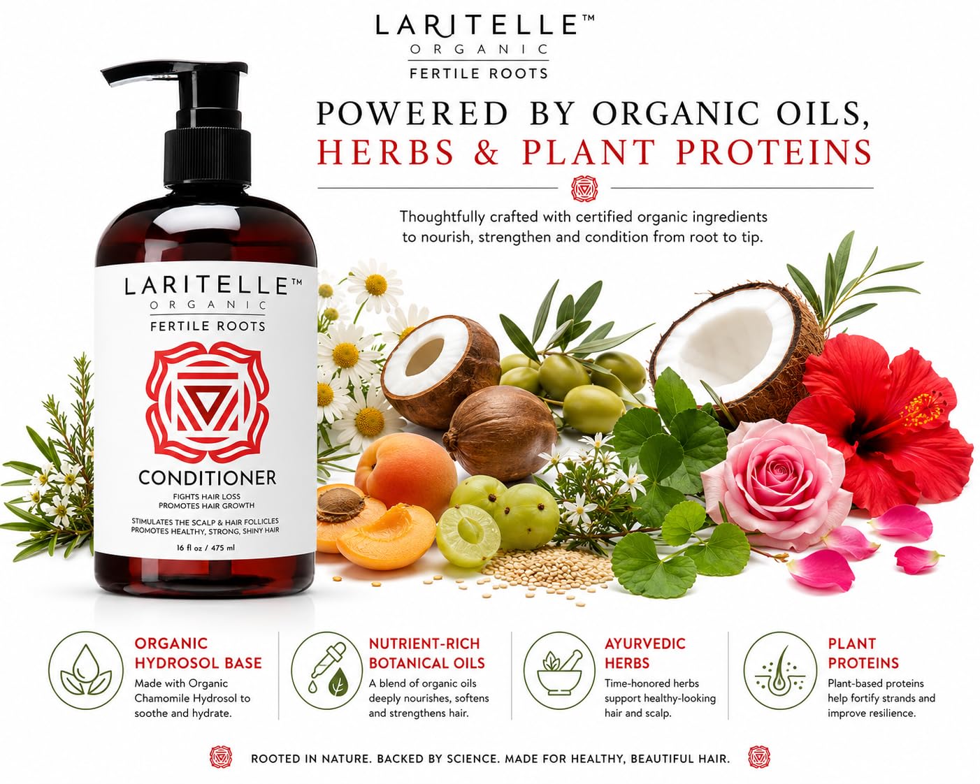 Laritelle Organic Anti-Thinning Conditioner Fertile Roots 16 oz | Ayurvedic Herbs, Saw Palmetto, Keratin | Sulfate-Free, Vegan, Color-Safe image 2